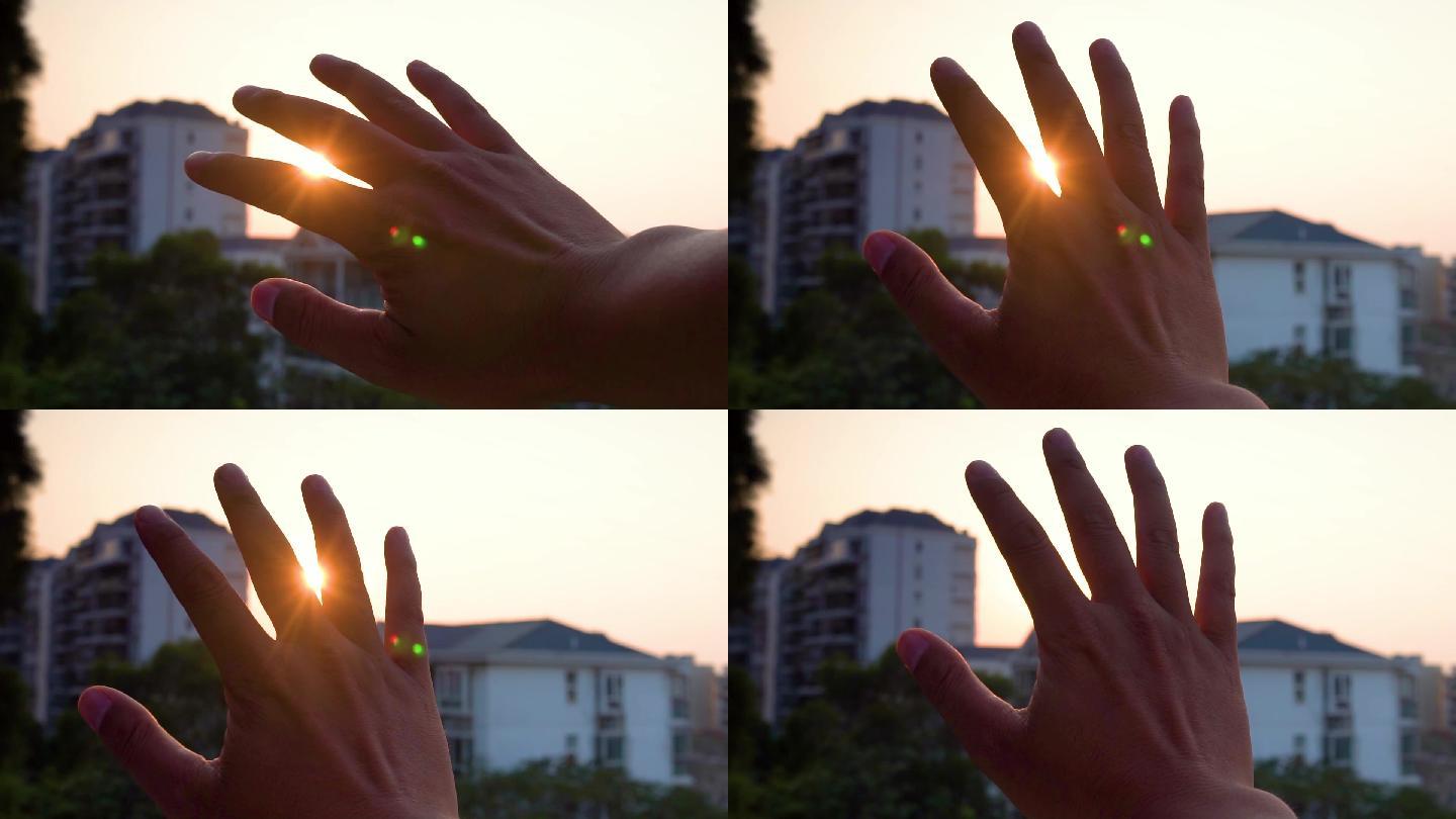 指缝间的阳光-希望-光晕-夕阳