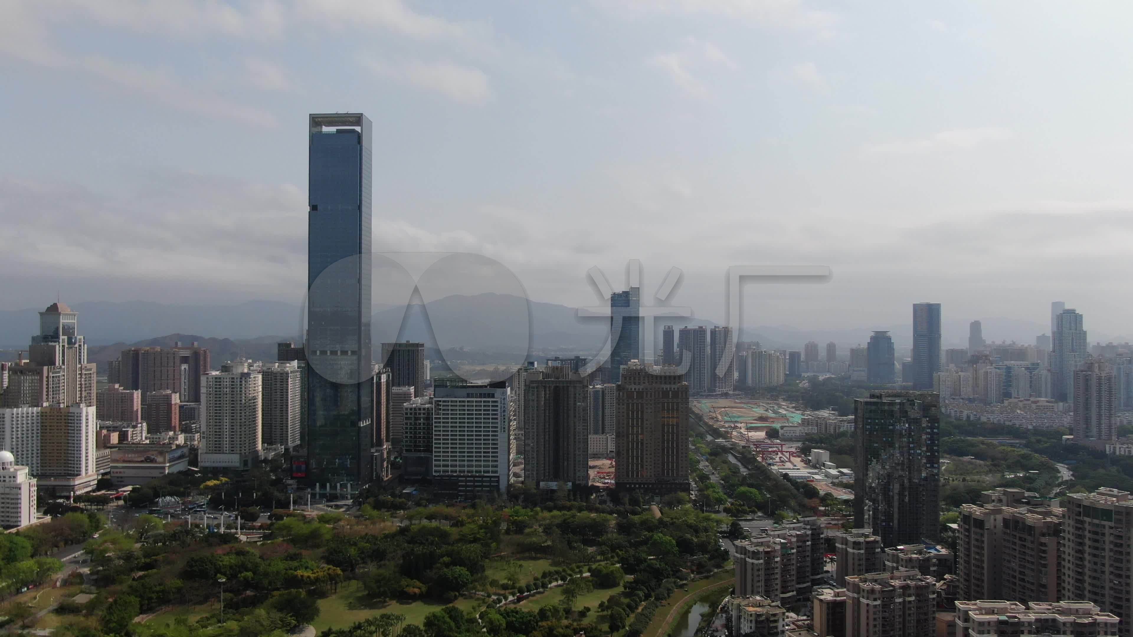 航拍深圳城市风光汉国中心