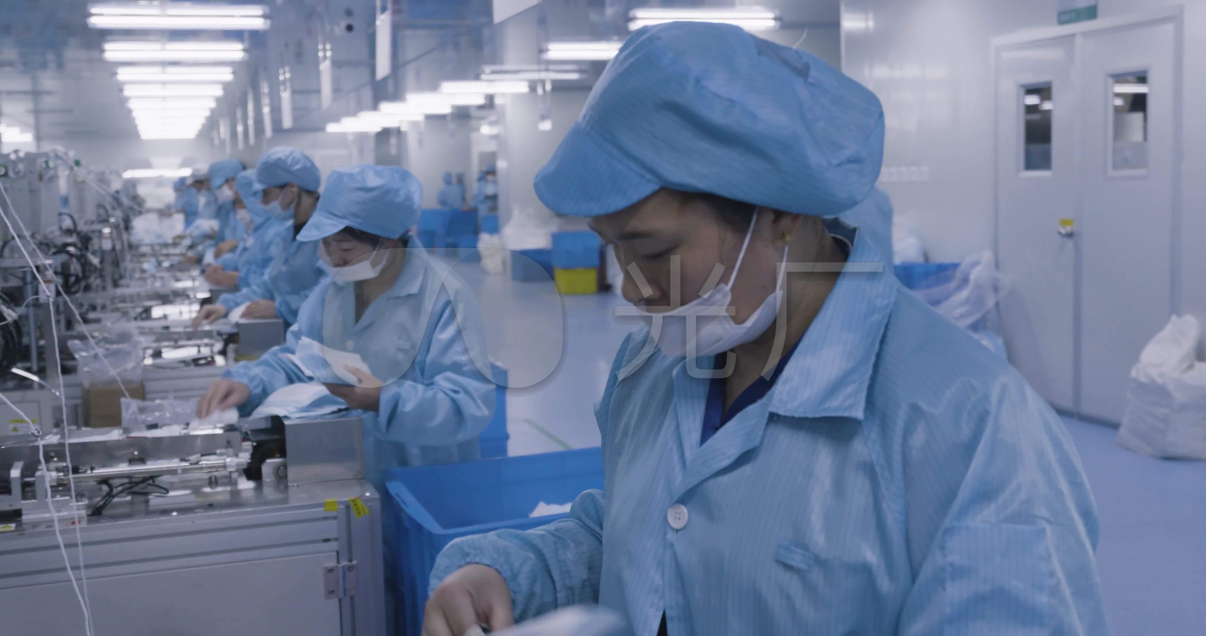 口罩生产车间工厂制作流水线加工