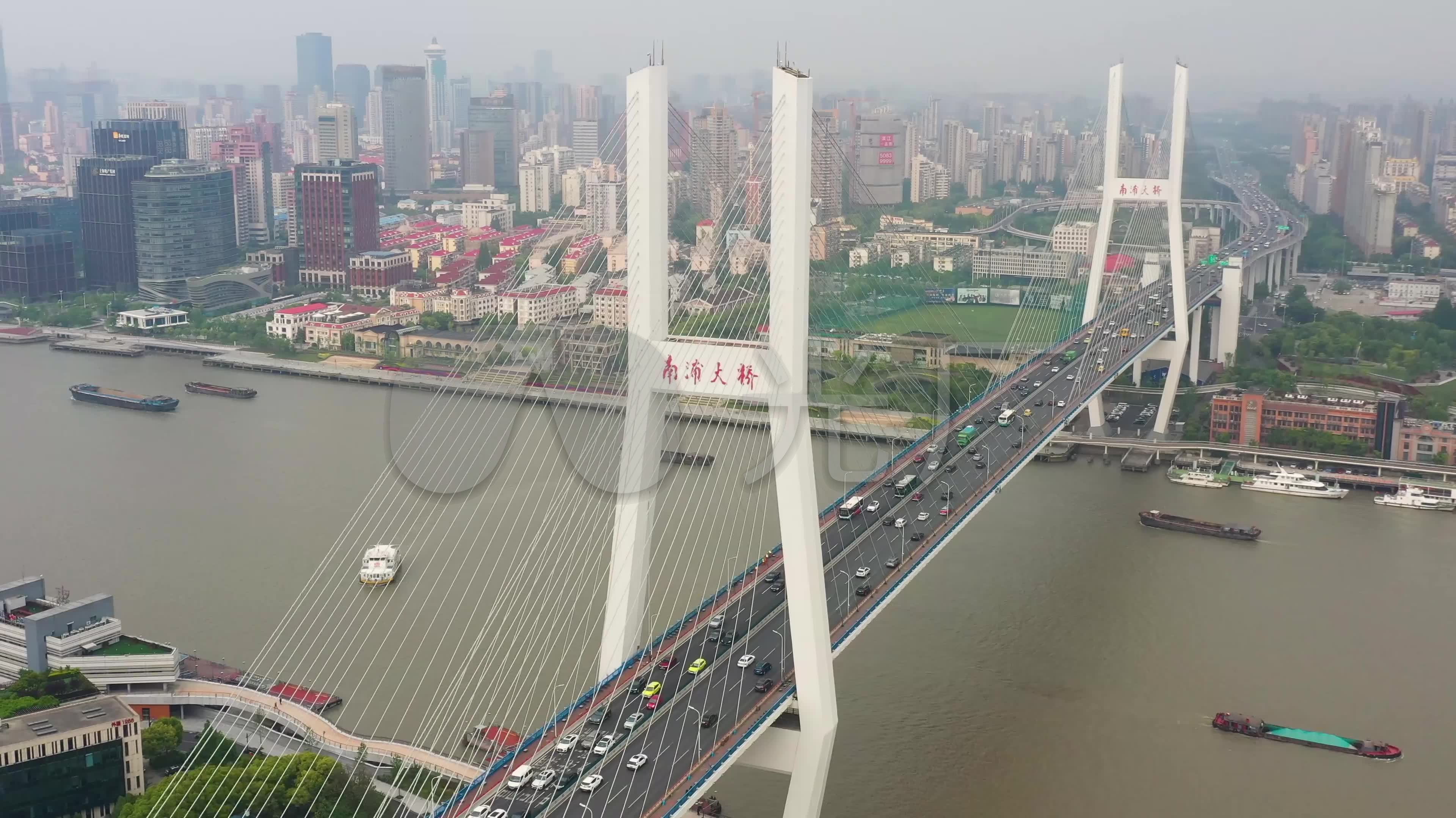 上海南浦大桥城市航拍_3840x2160_高清视频素材下载