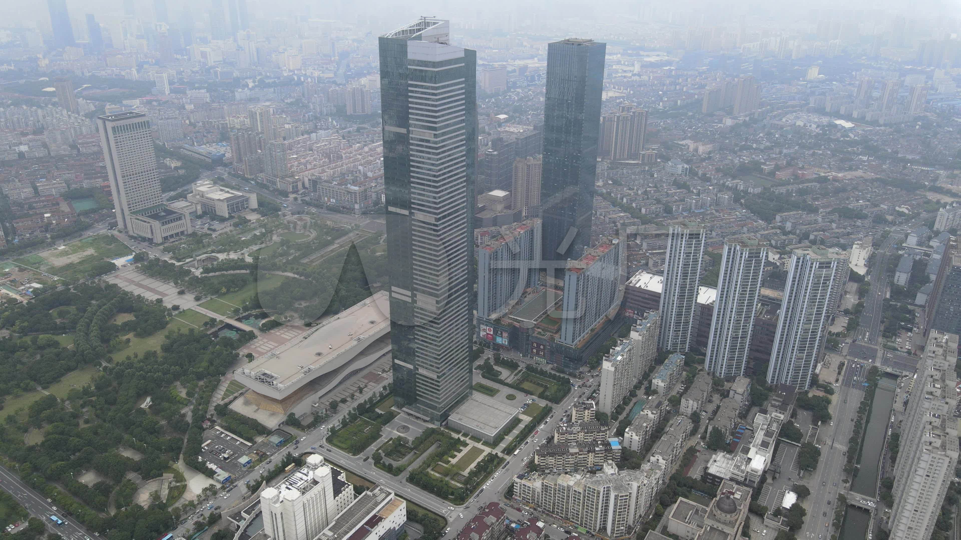 无锡国金中心航拍4k单个原素材4_3840x2160_高清视频素材下载(编号