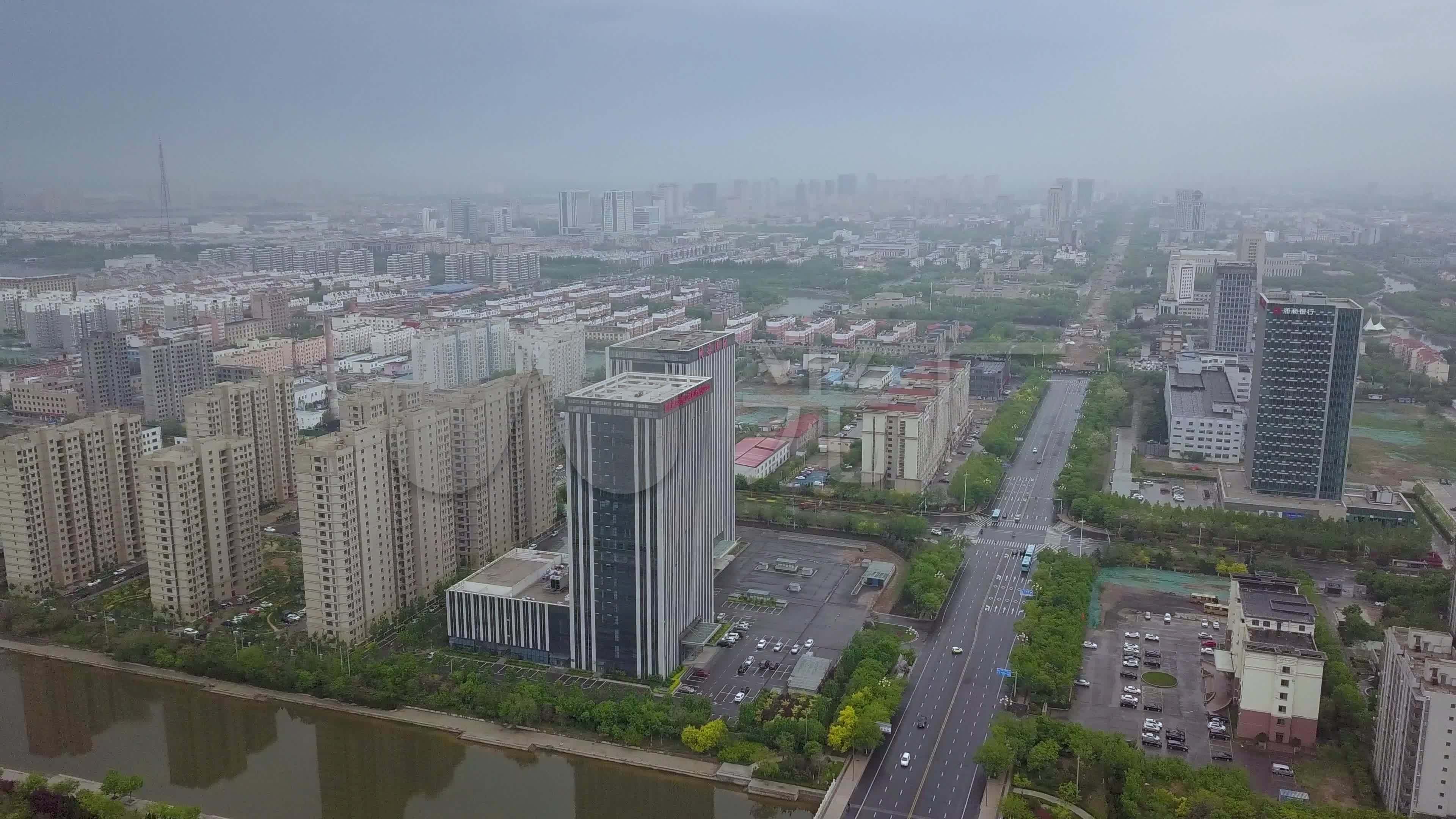 东营地标航拍素材山东东营市城市