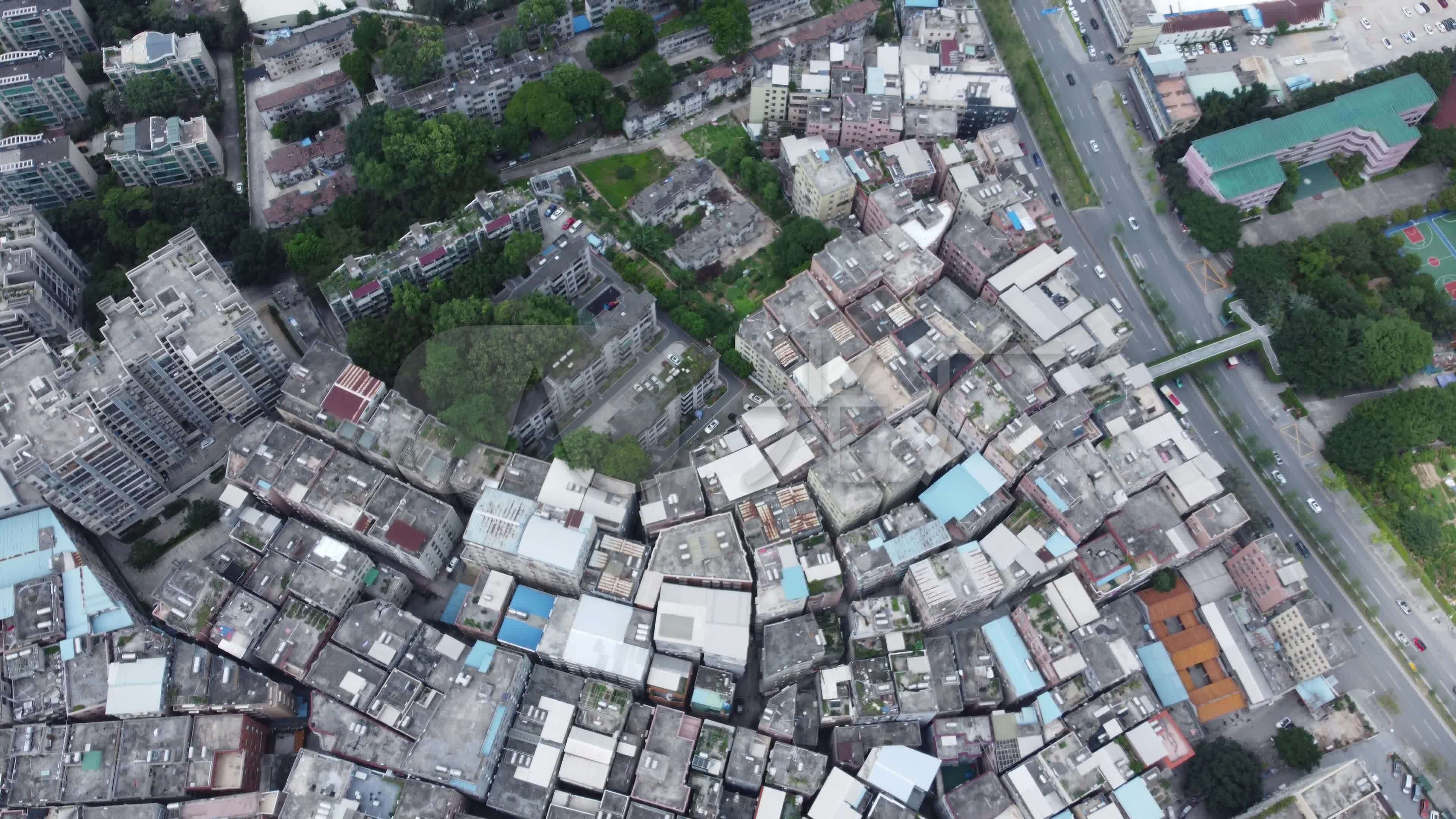 航拍4k广州岑村玄武山公园城中村_3840x2160_高清视频素材下载(编号