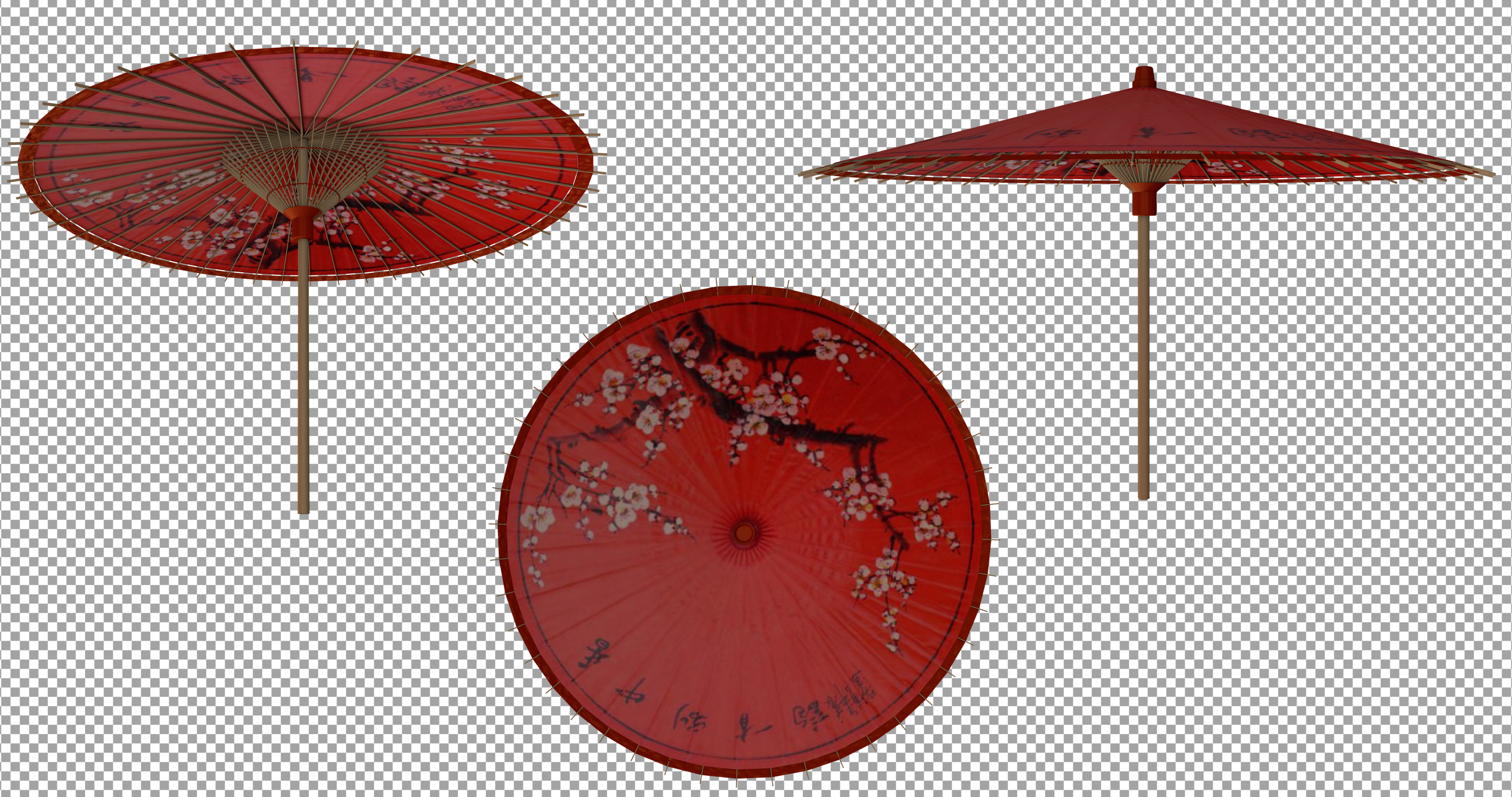 4k红油纸伞透明通道10s循环模型