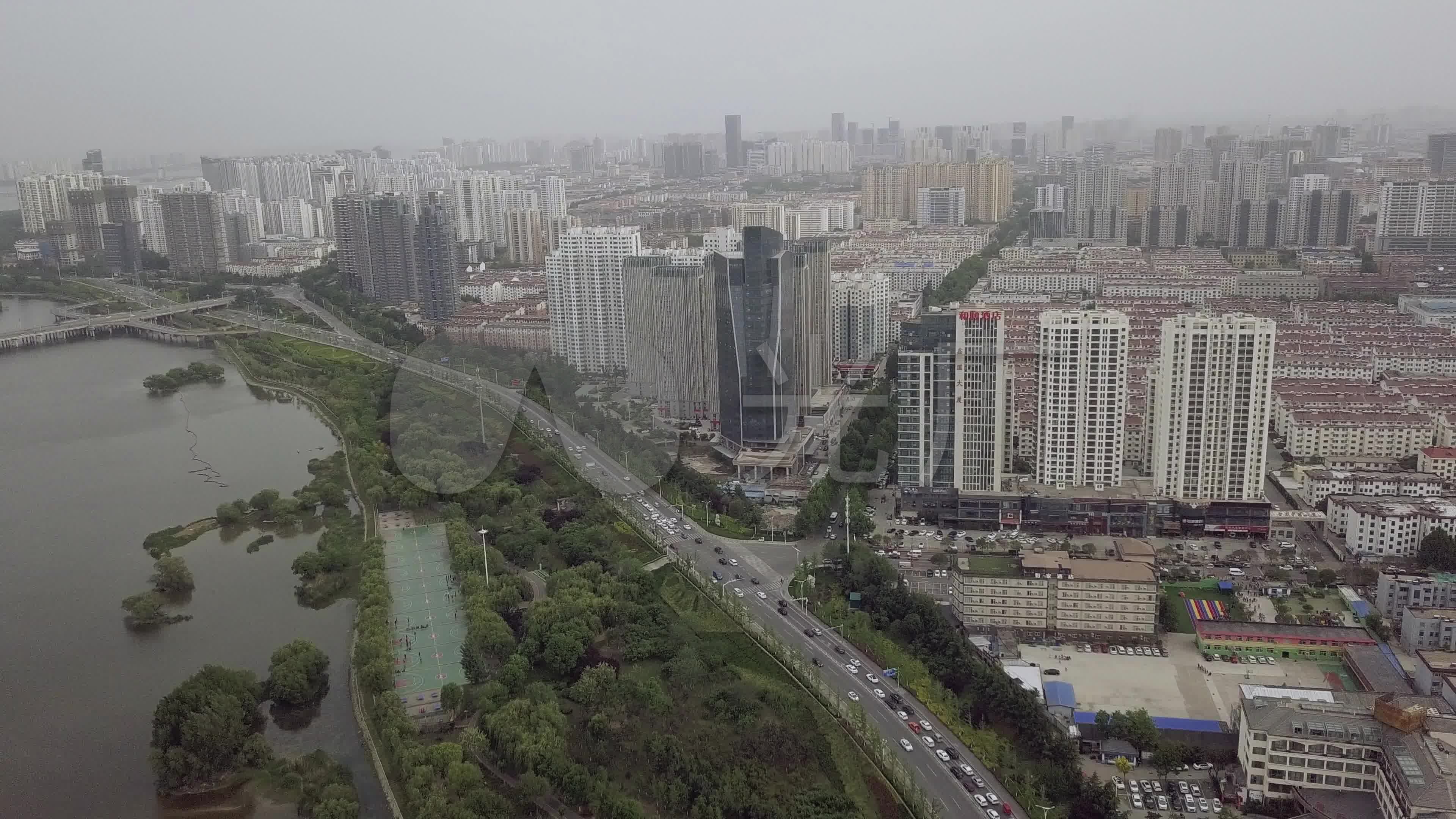 临沂地标航拍素材山东临沂市城市