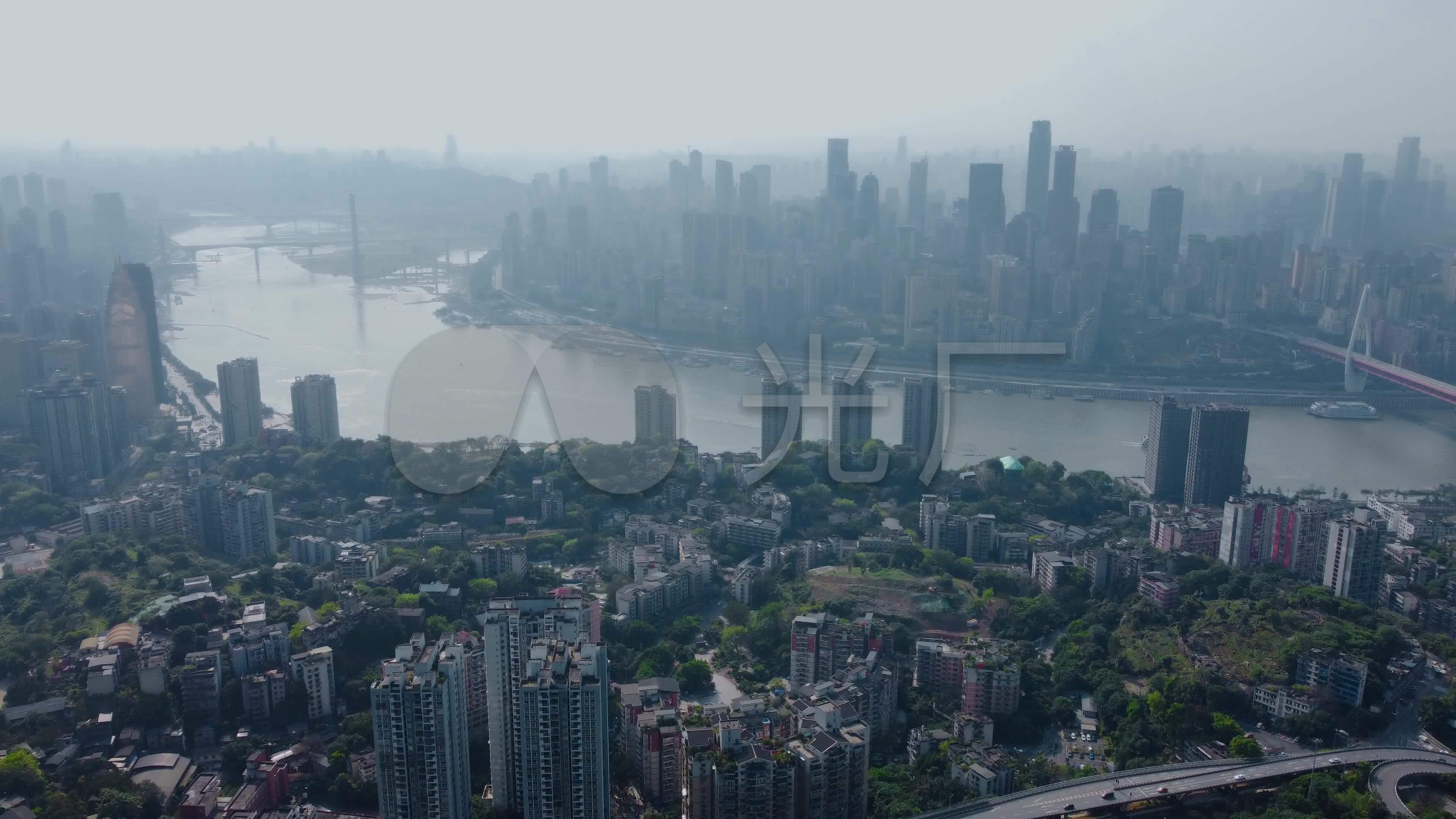 航拍重庆全景渝中区解放碑东水门南滨路长江