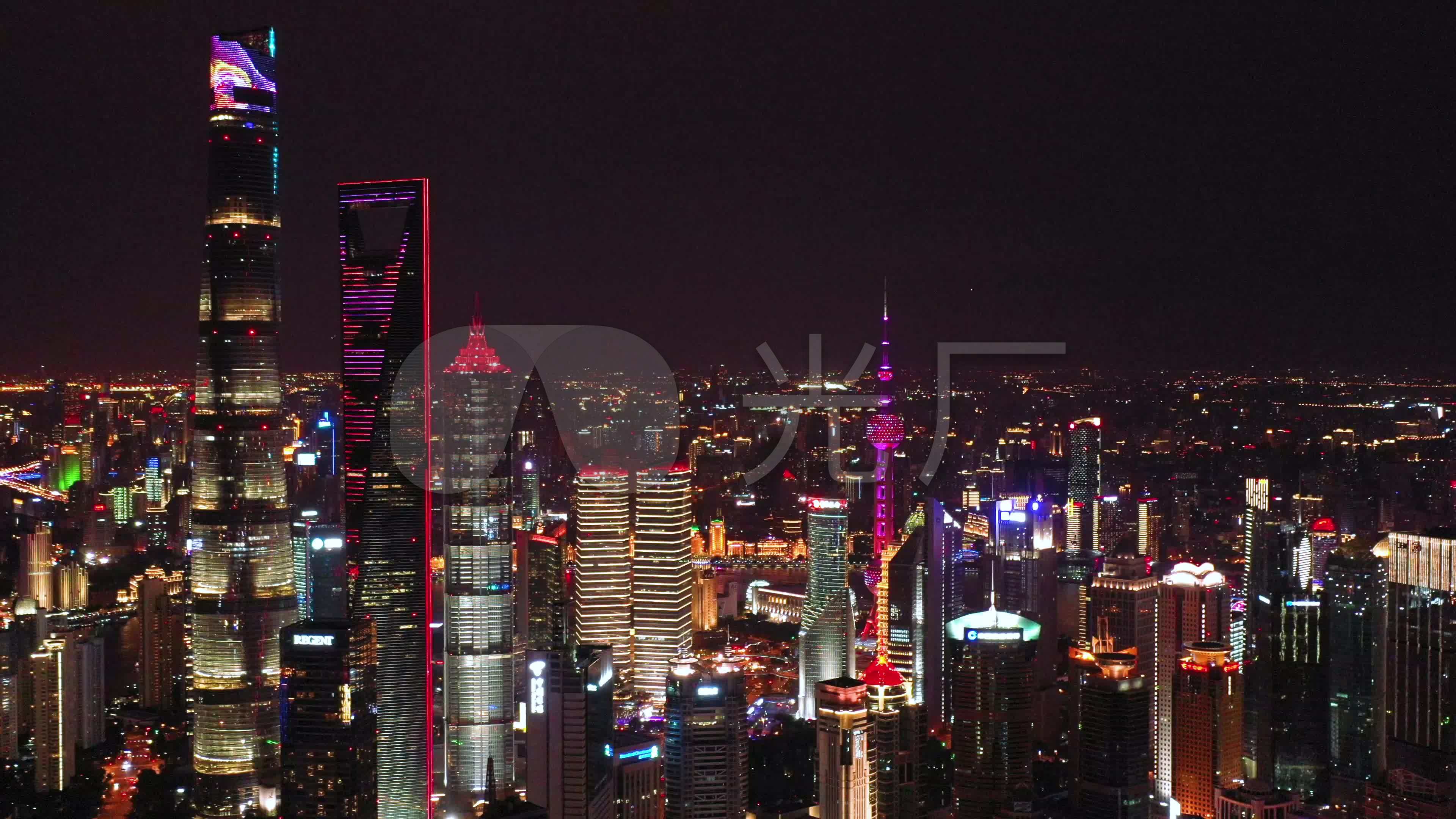 上海夜景陆家嘴素材4k航拍