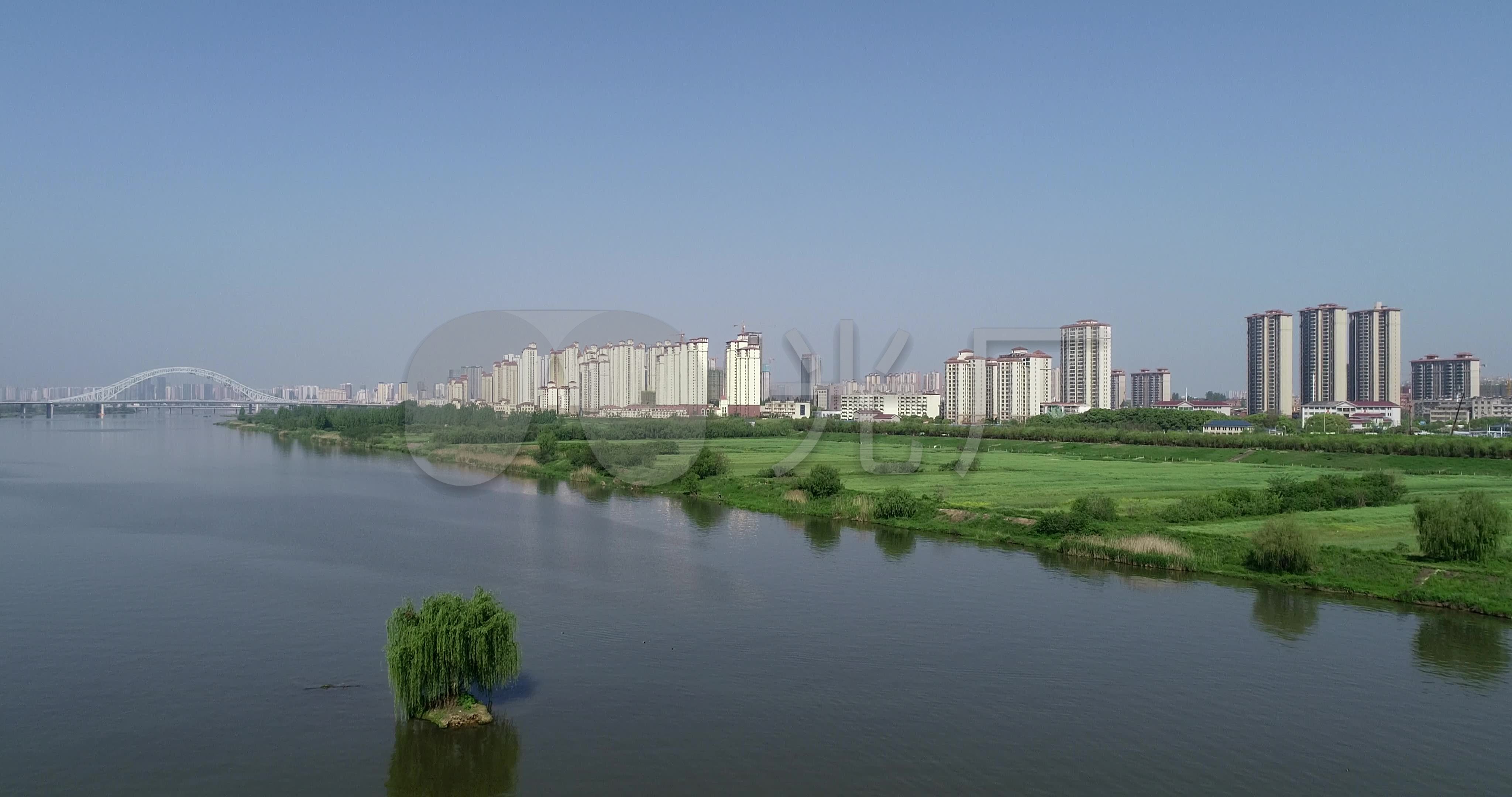 航拍襄阳襄州唐白河城市风光