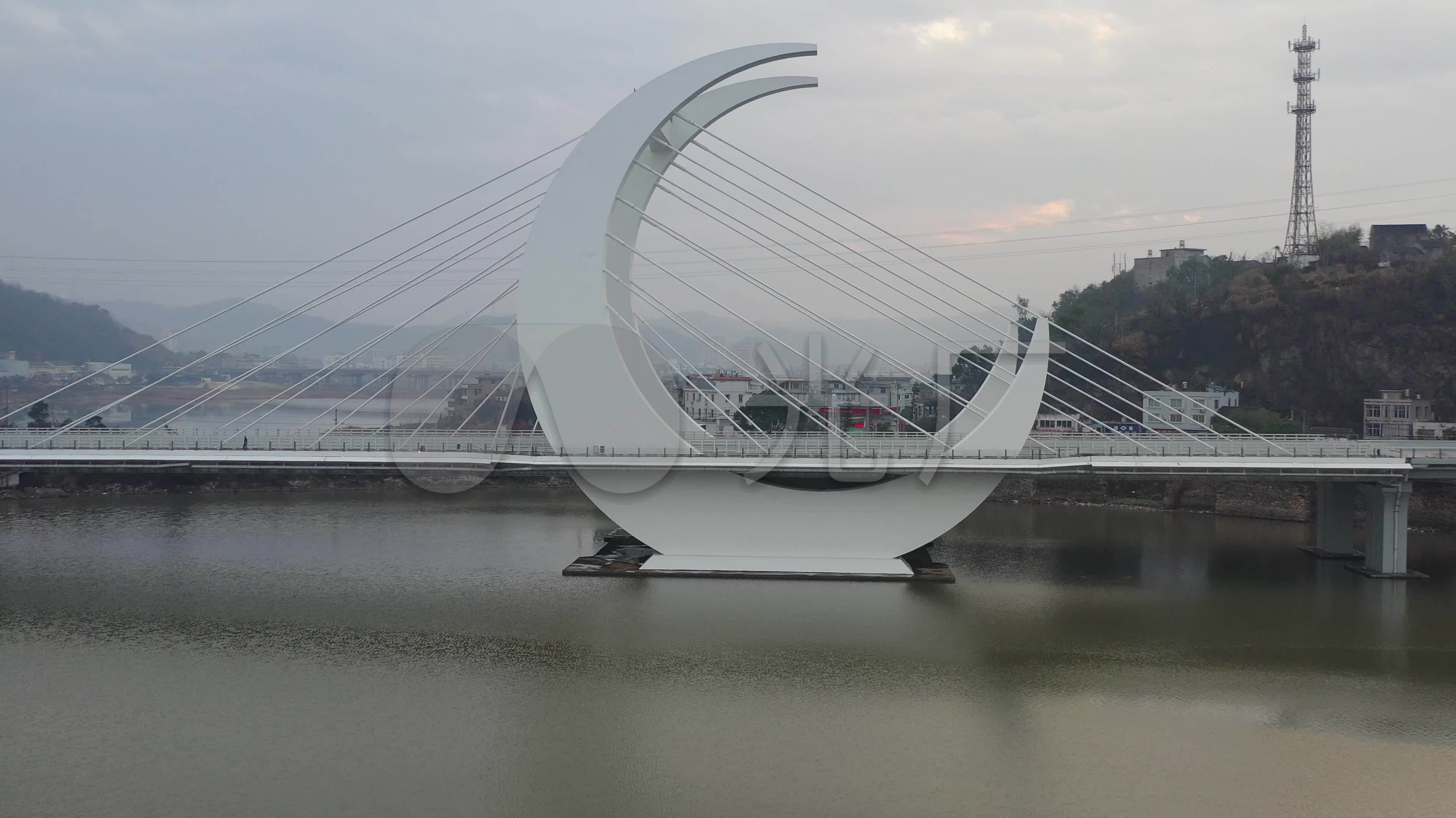 玉环市漩门湾大桥月环桥航拍_3840x2160_高清视频素材
