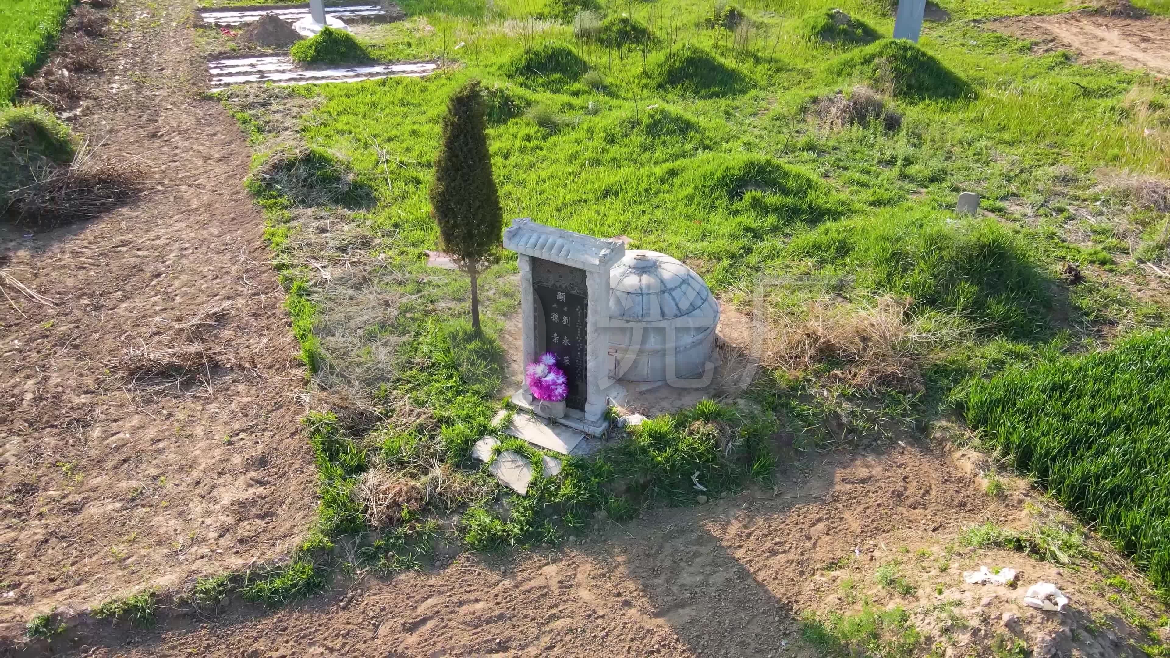 清明节农村地里坟墓墓地