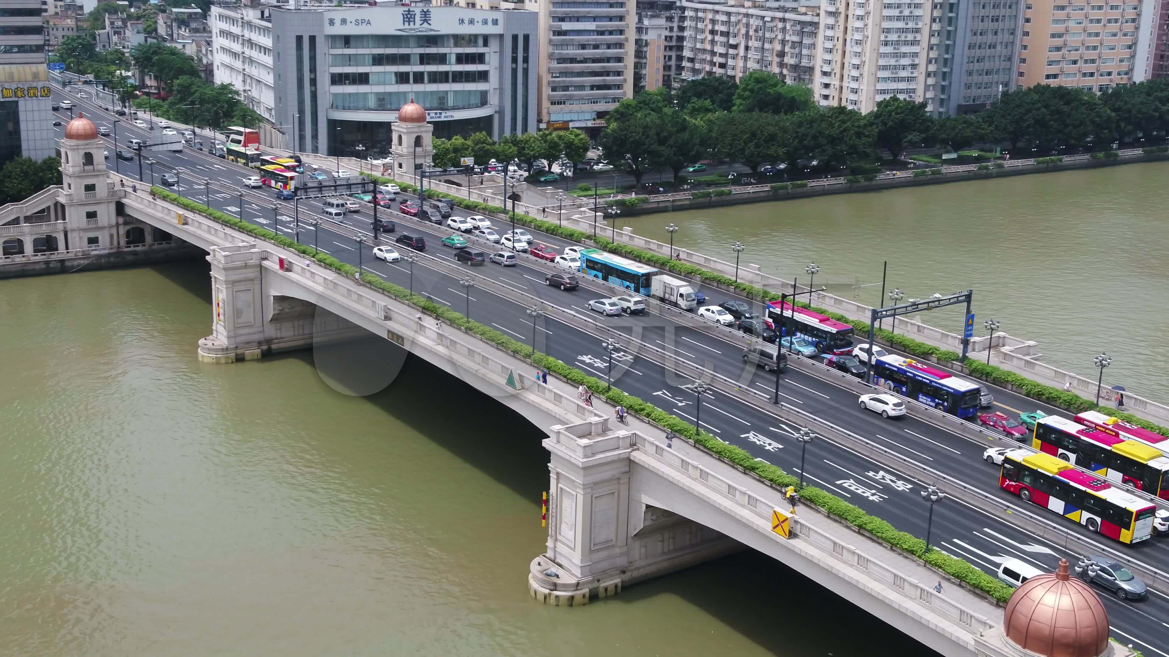 广州市人民桥4k航拍车流_3840x2160_高清视频素材下载(编号:5830814)