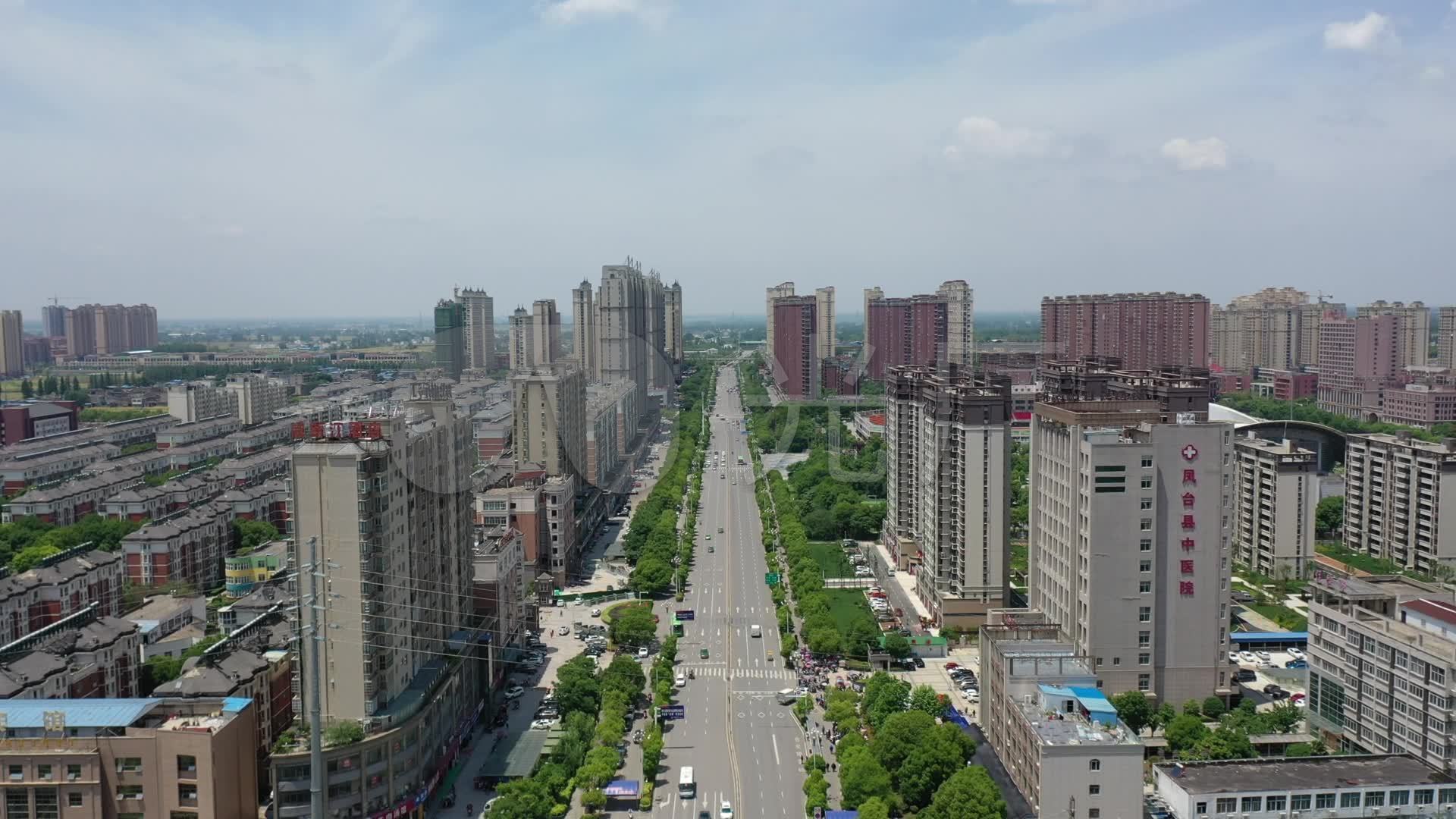 淮南凤台全景航拍城市建筑