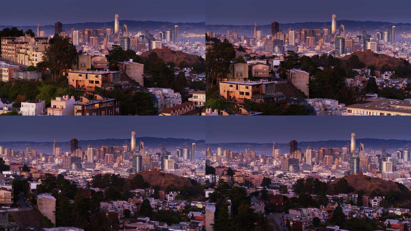 黄昏时分,加州旧金山航拍