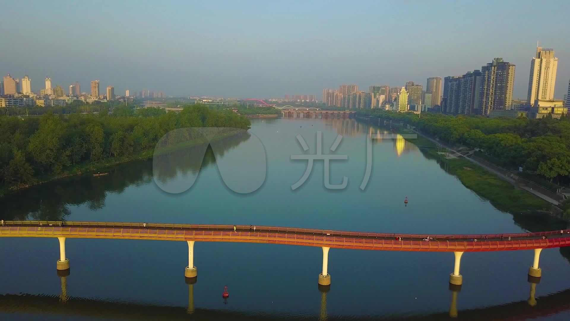 金华婺江彩虹桥五百滩城市航拍素材_视频素材包下载
