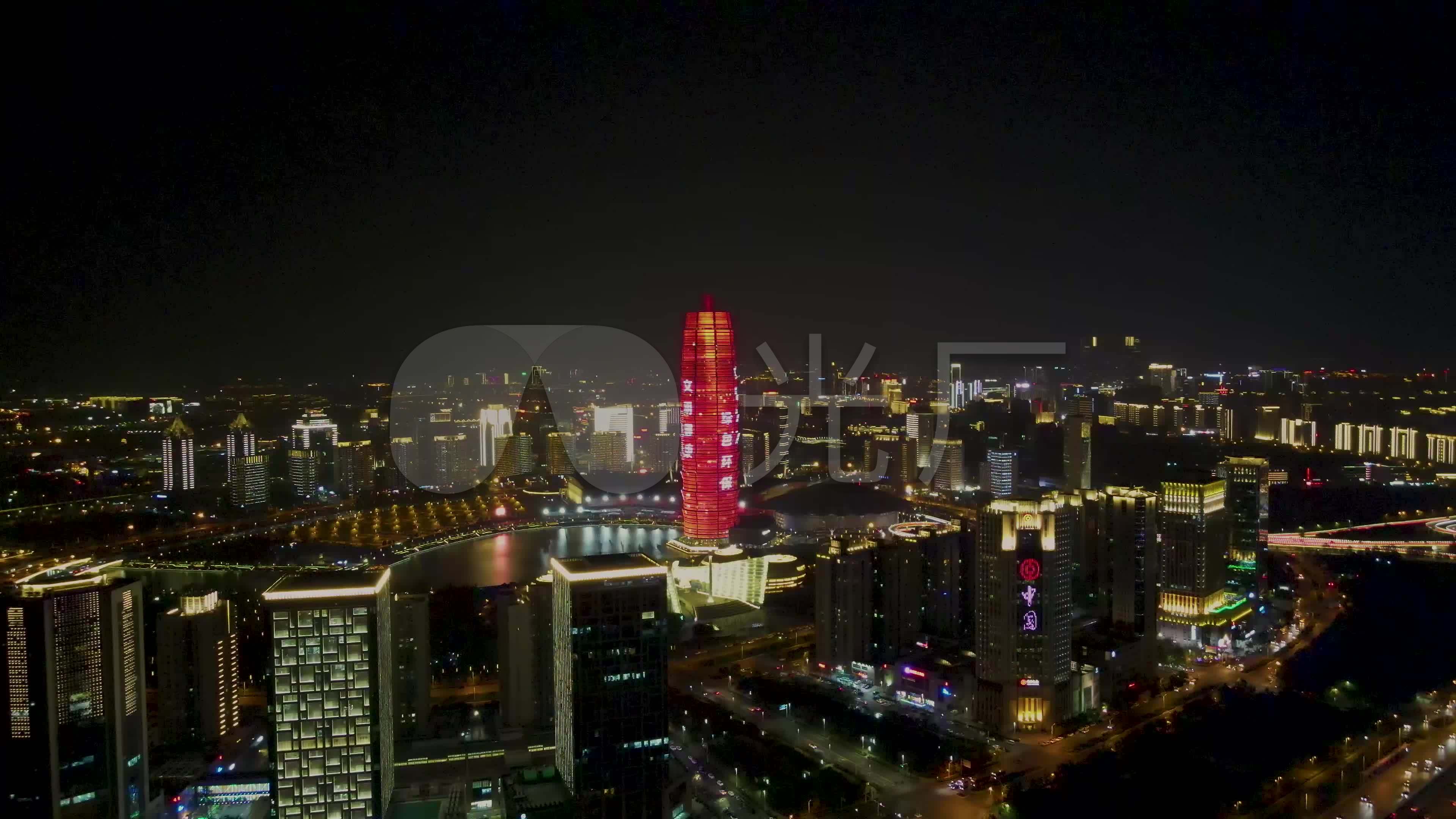 4k郑州会展中心夜景航拍