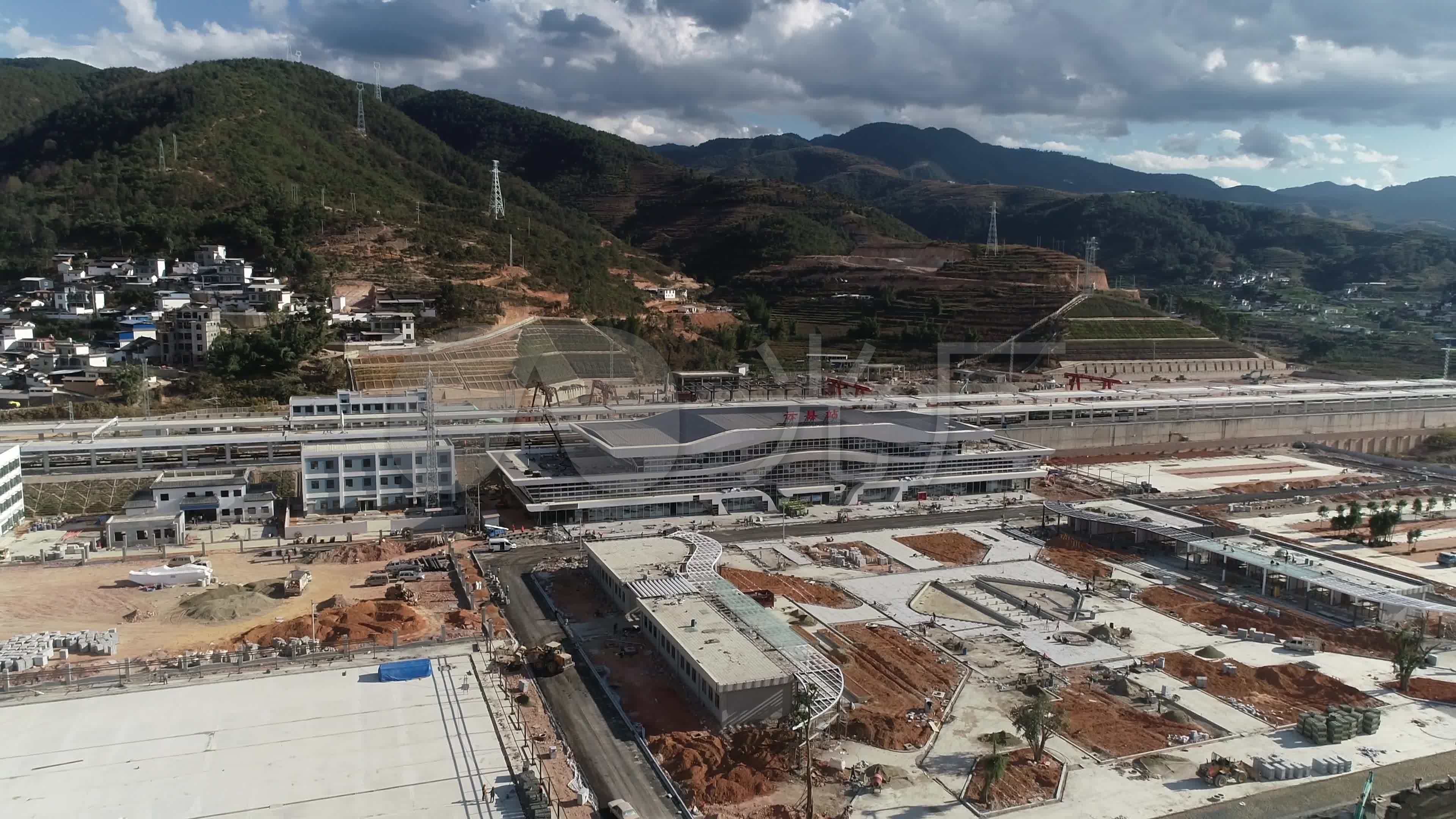 4k航拍云县火车站建设