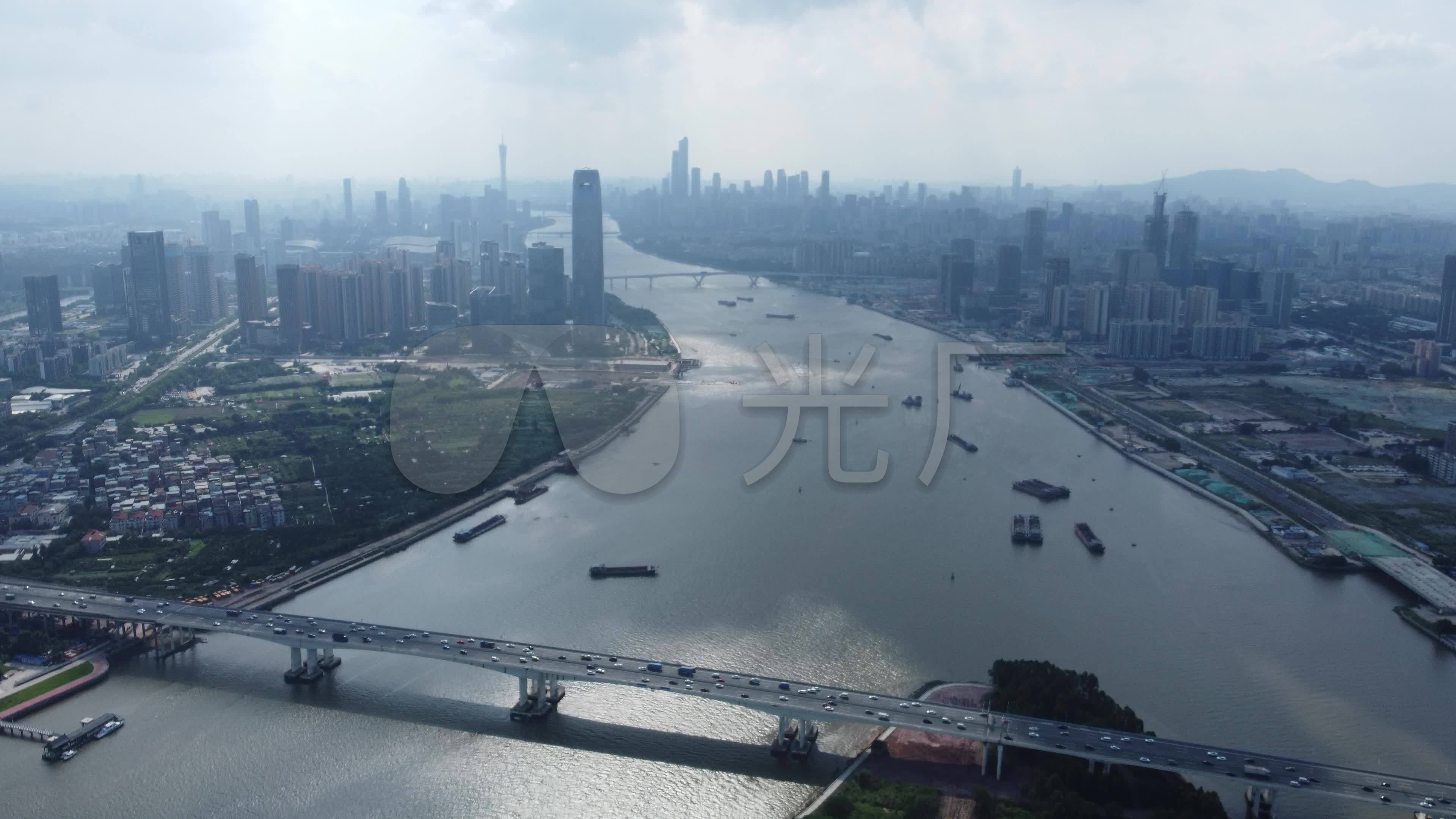 航拍4k广州琶洲两岸