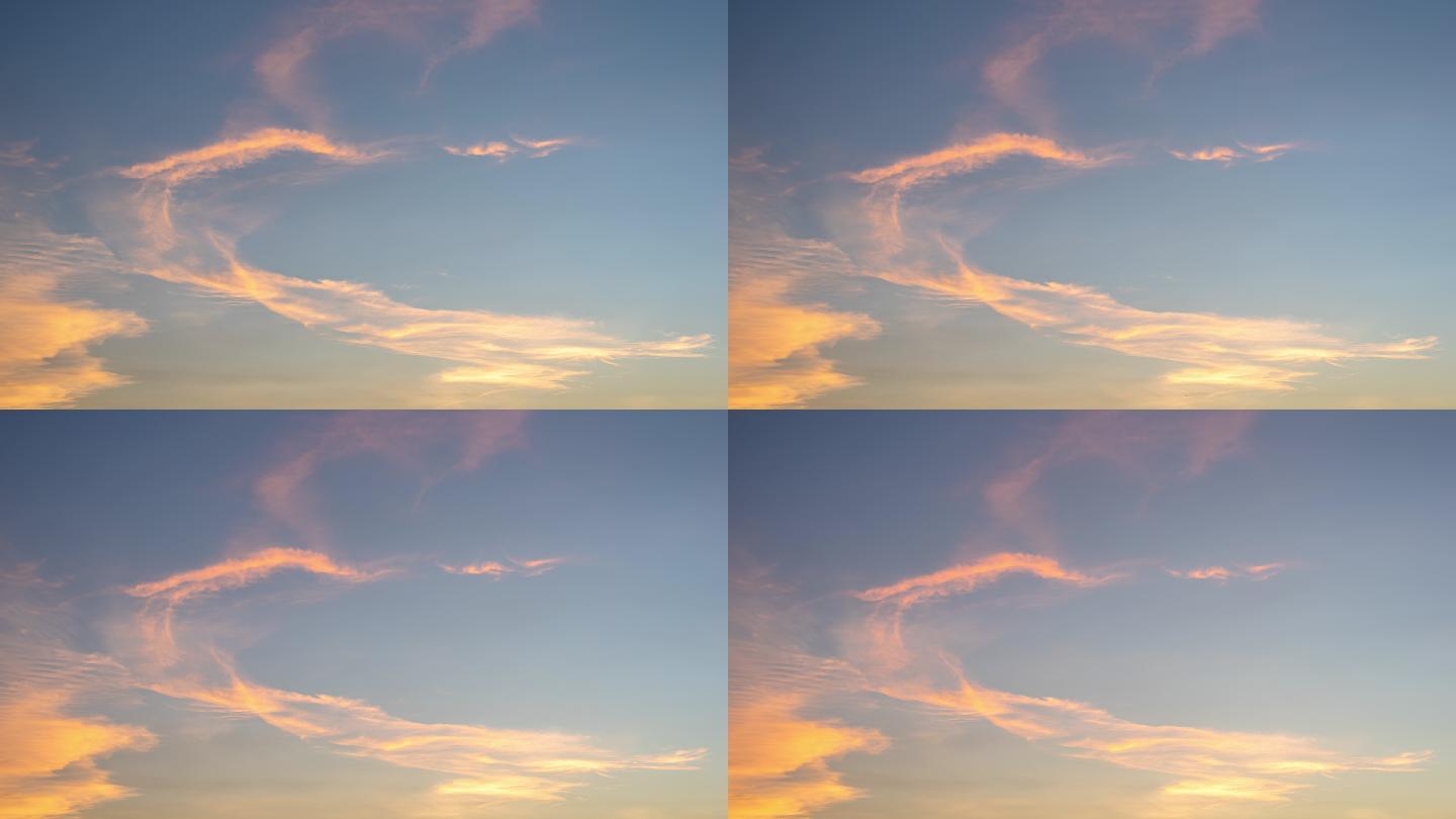 美丽的夕阳和飘动的云彩