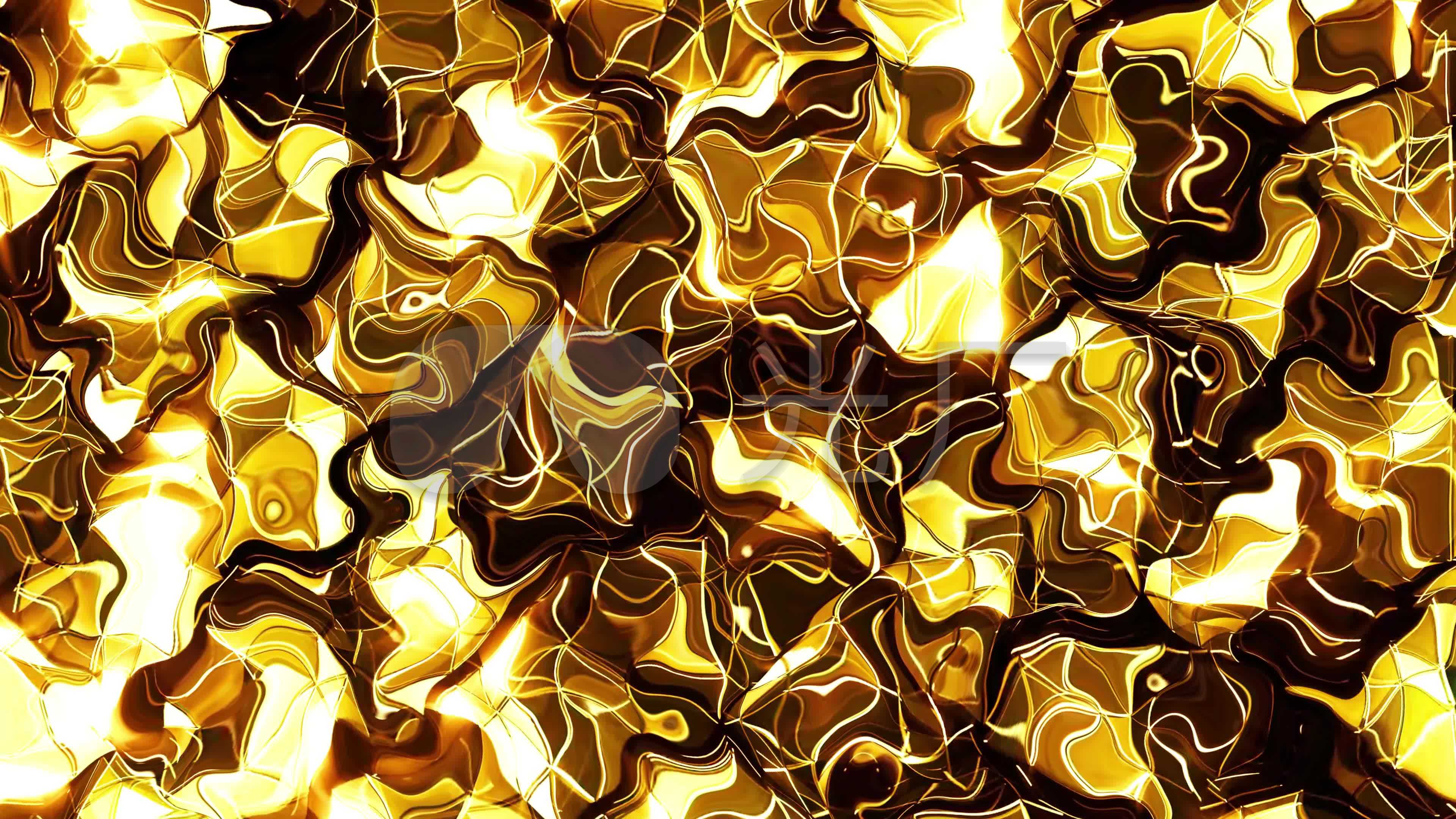 抽象金色金黄色金属质感纹理肌理背景_3840x2160_高清视频素材下载