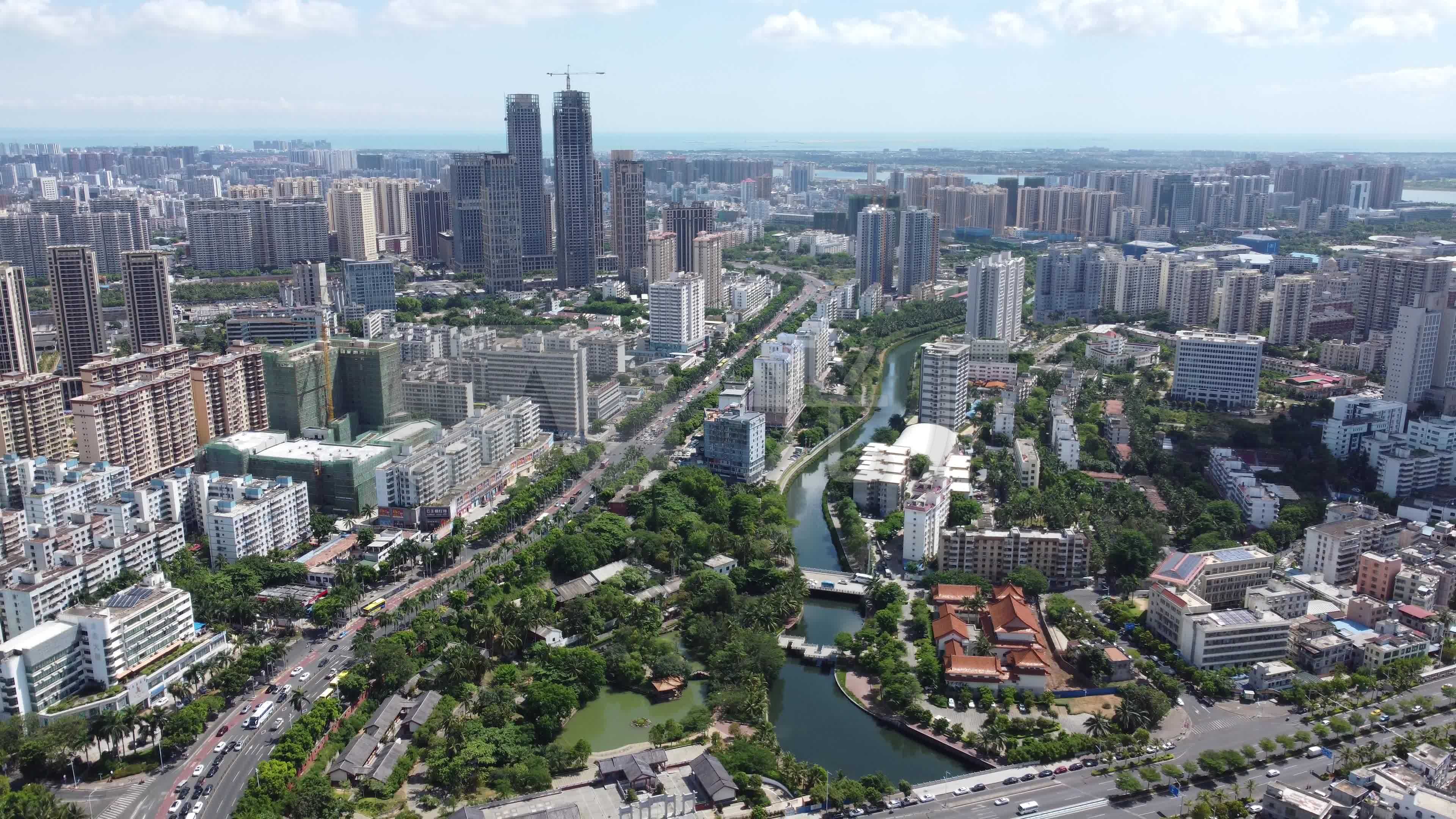 海口琼山区航拍_3840x2160_高清视频素材下载(编号:5847229)_实拍视频