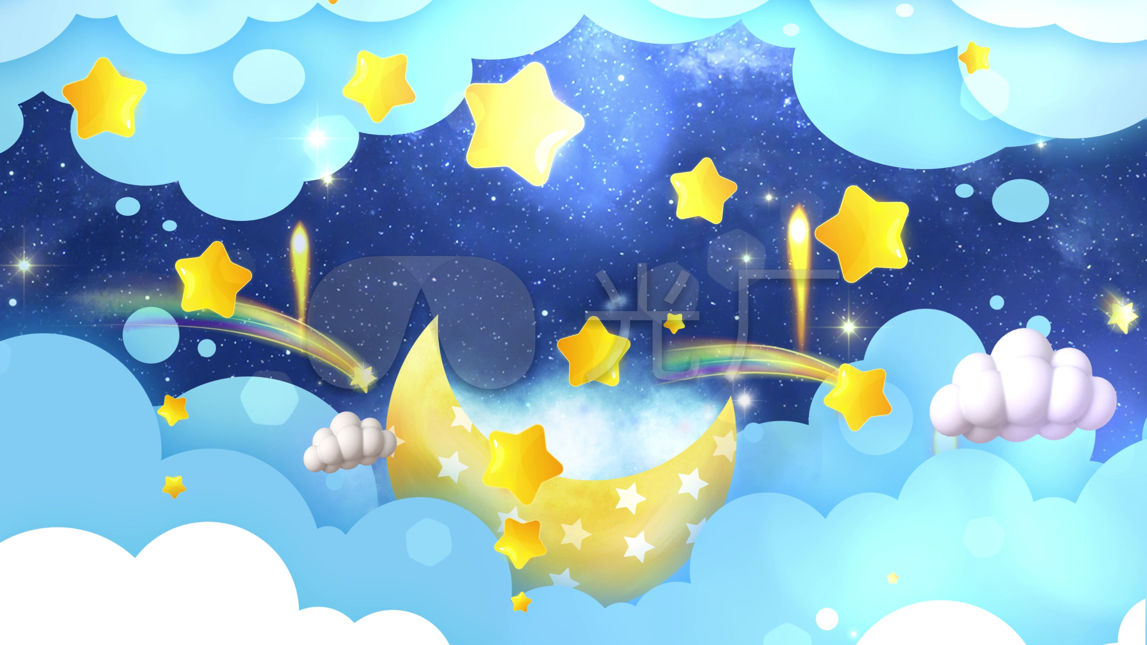 星空夜空卡通月亮星星舞台背景