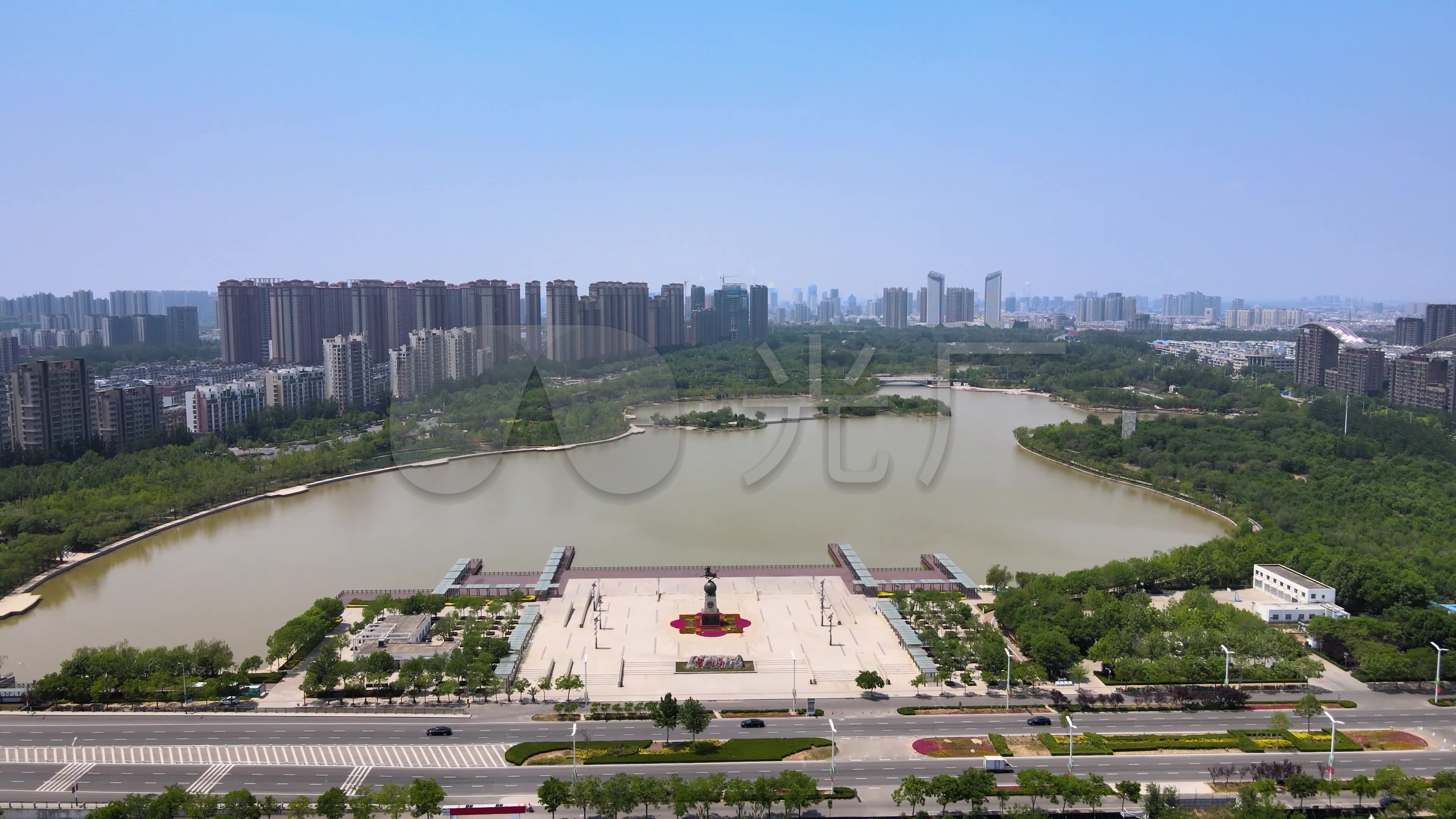 德州长河公园4k航拍素材