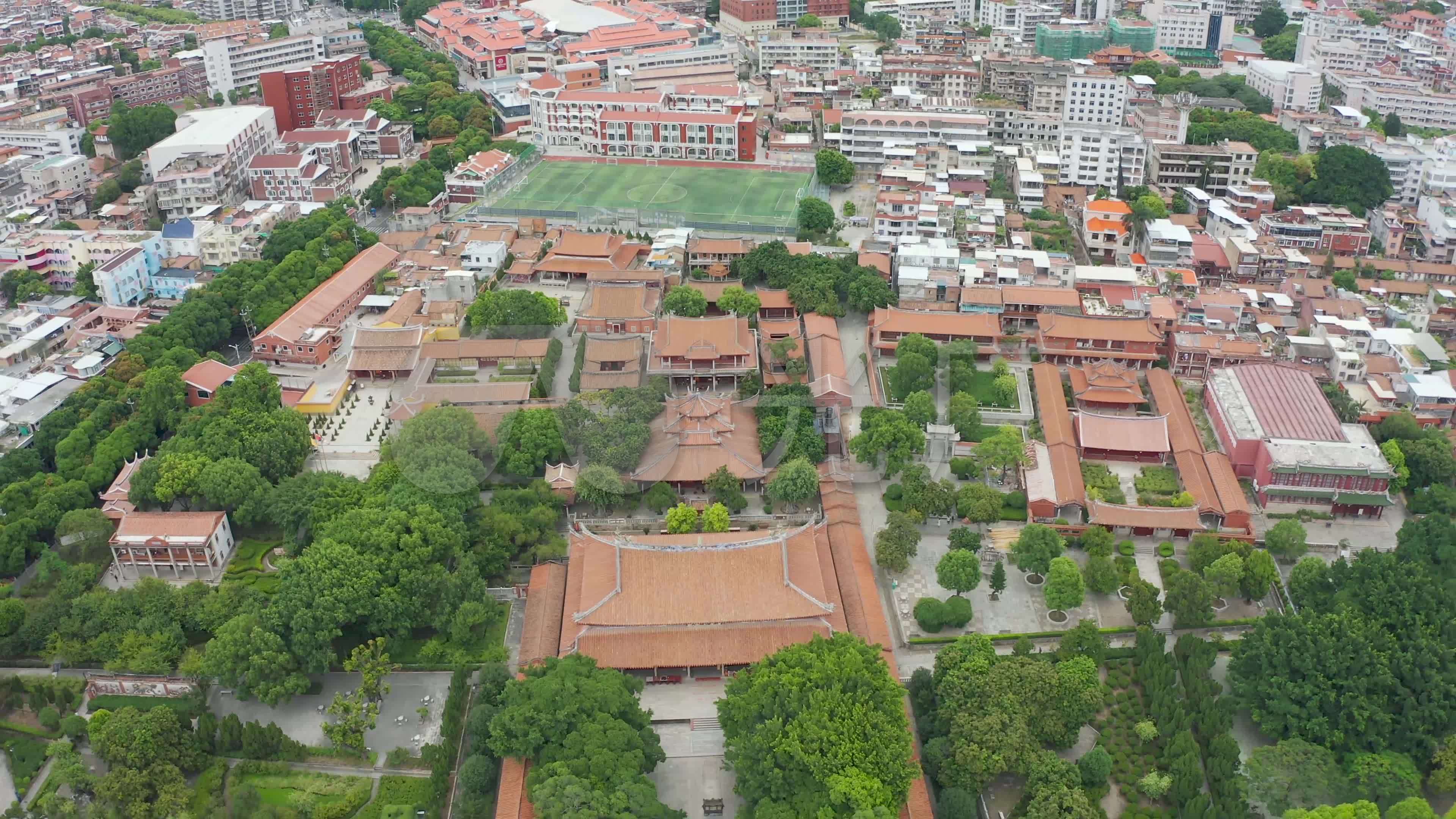 泉州开元寺西街东西塔钟楼西湖航拍市区大景