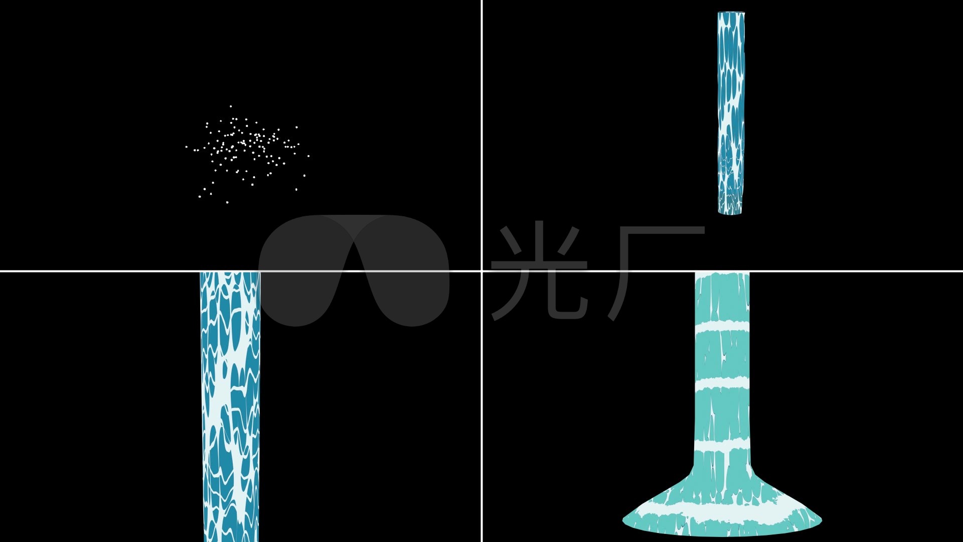 卡通水柱水花卡通波纹水流涟漪
