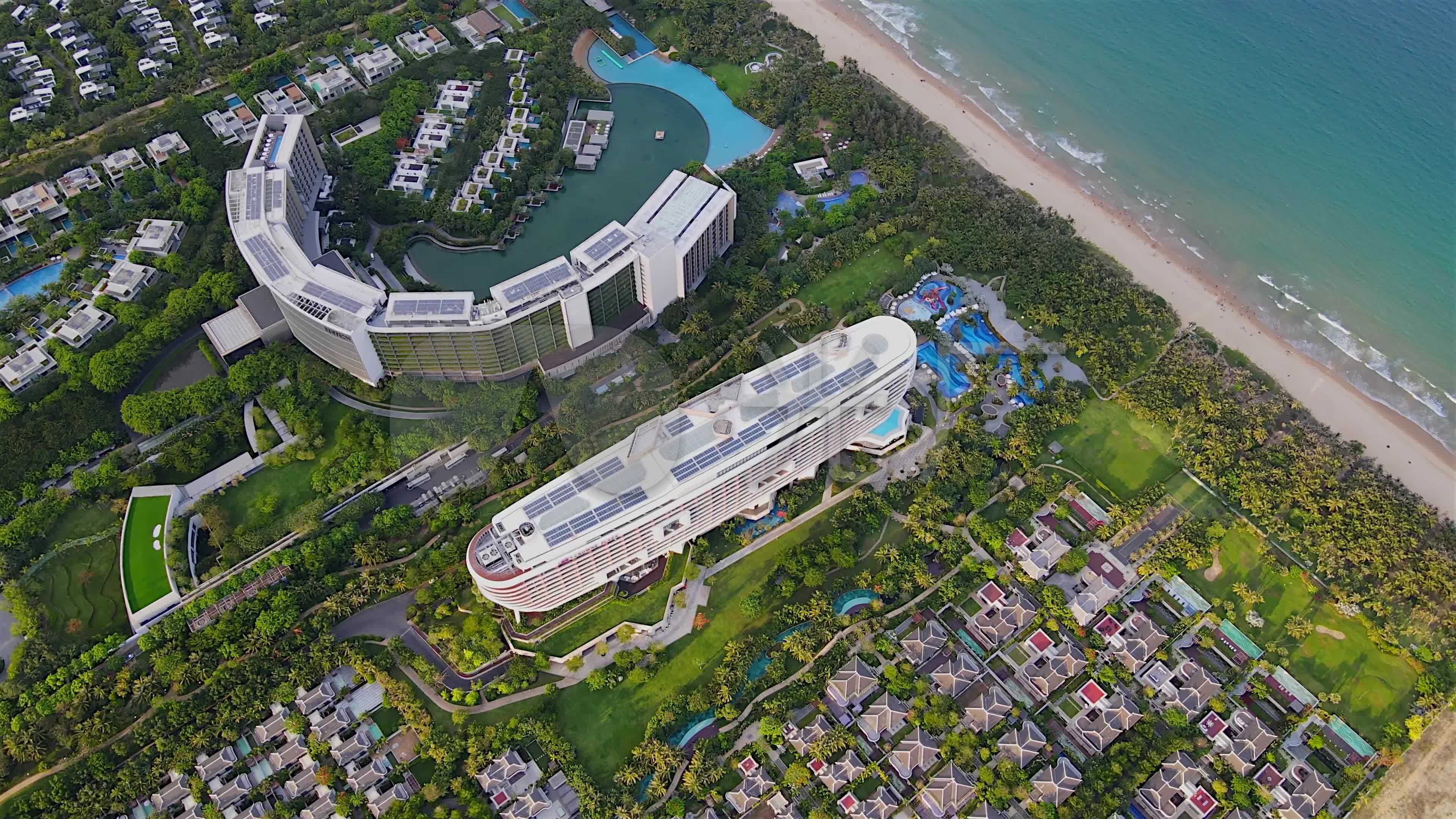 4k航拍三亚海棠湾仁恒皇冠酒店