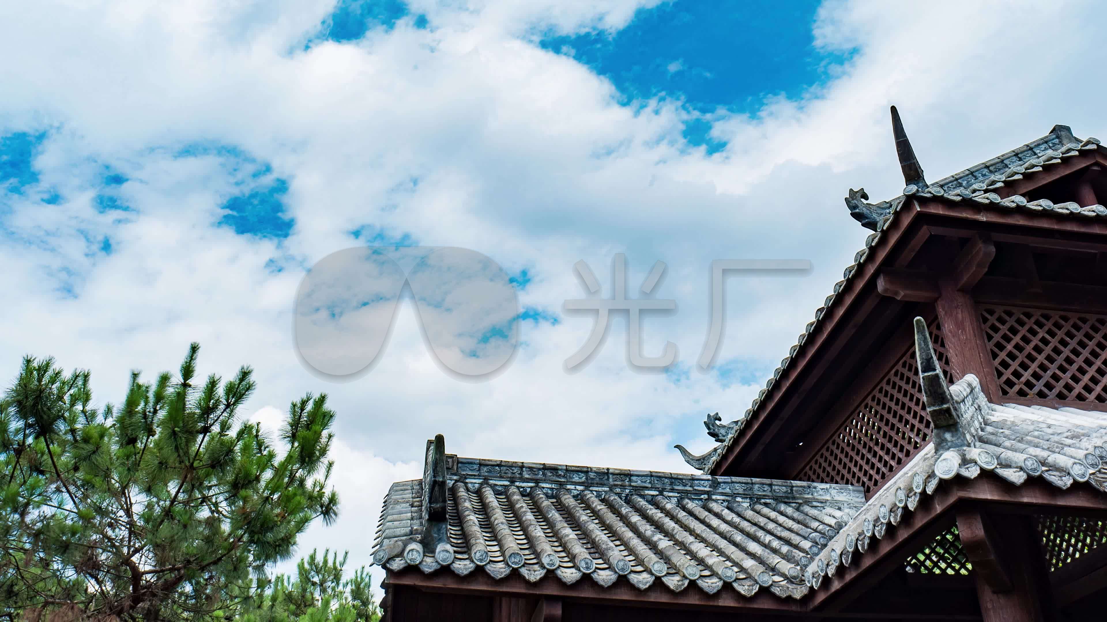 中式古建筑飞檐翘角_3840x2160_高清视频素材下载(:)