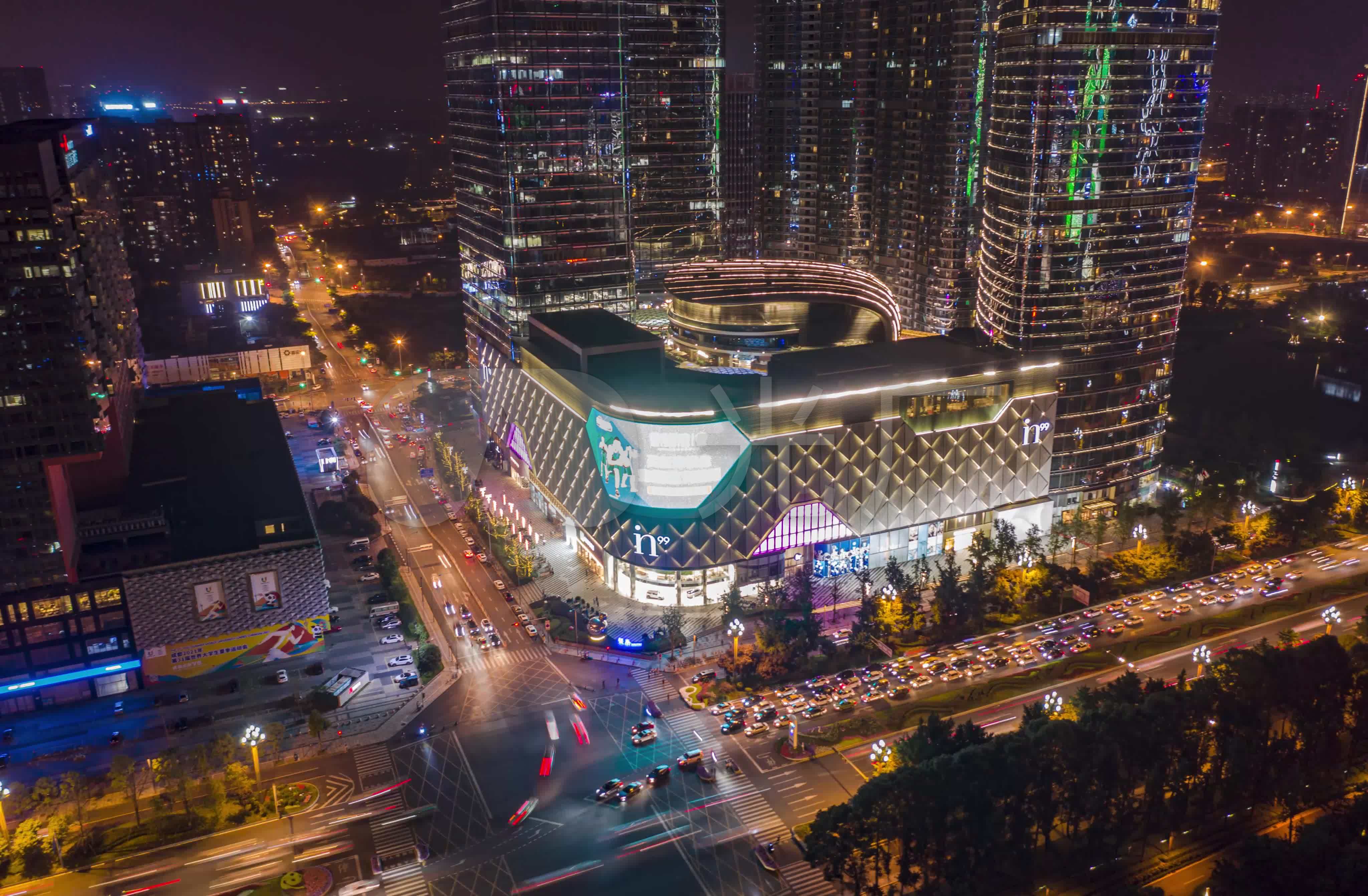成都银泰中心in99夜景航拍延时4k_4096x2684_高清视频