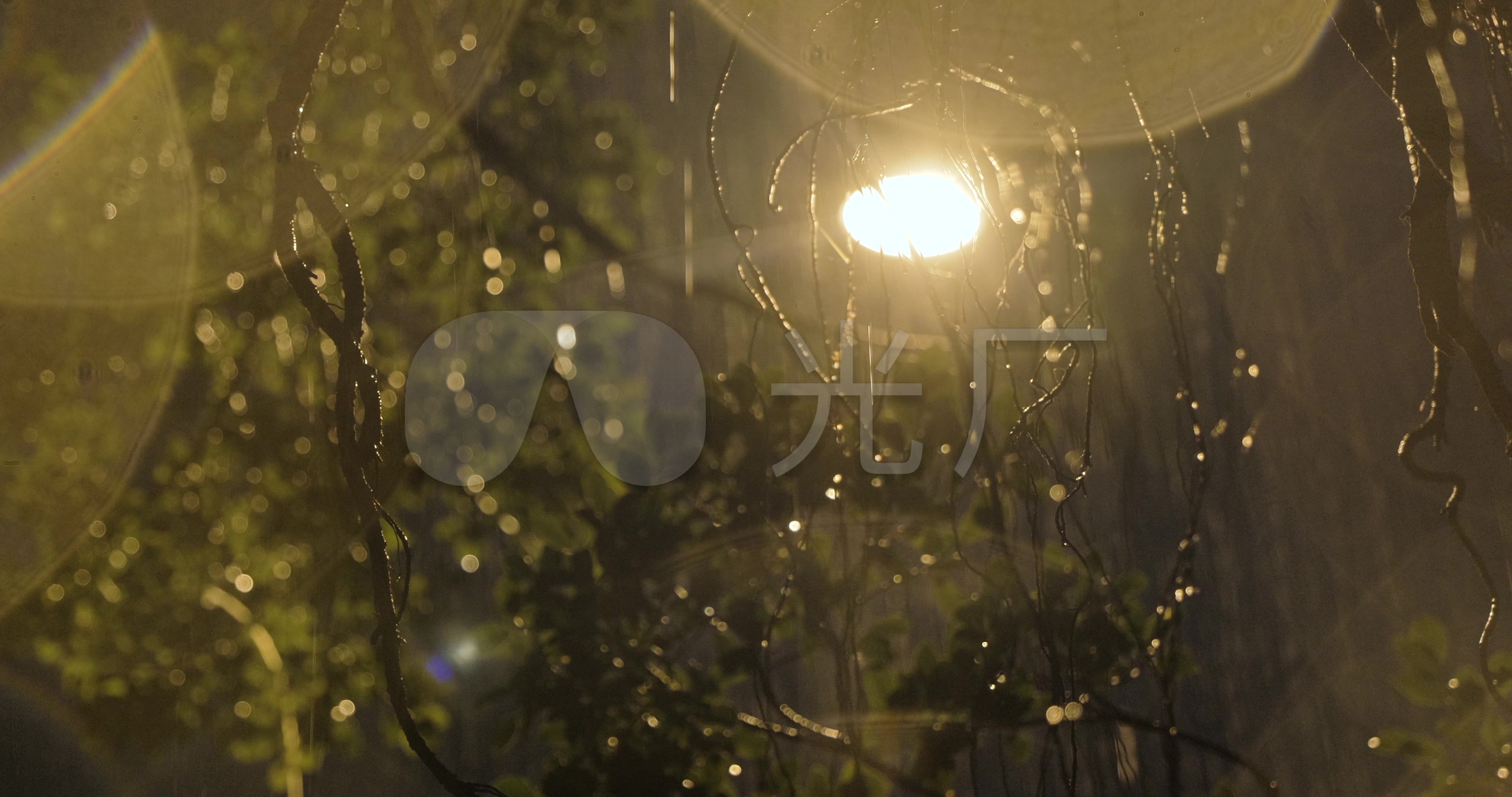 乡村雨天夜景