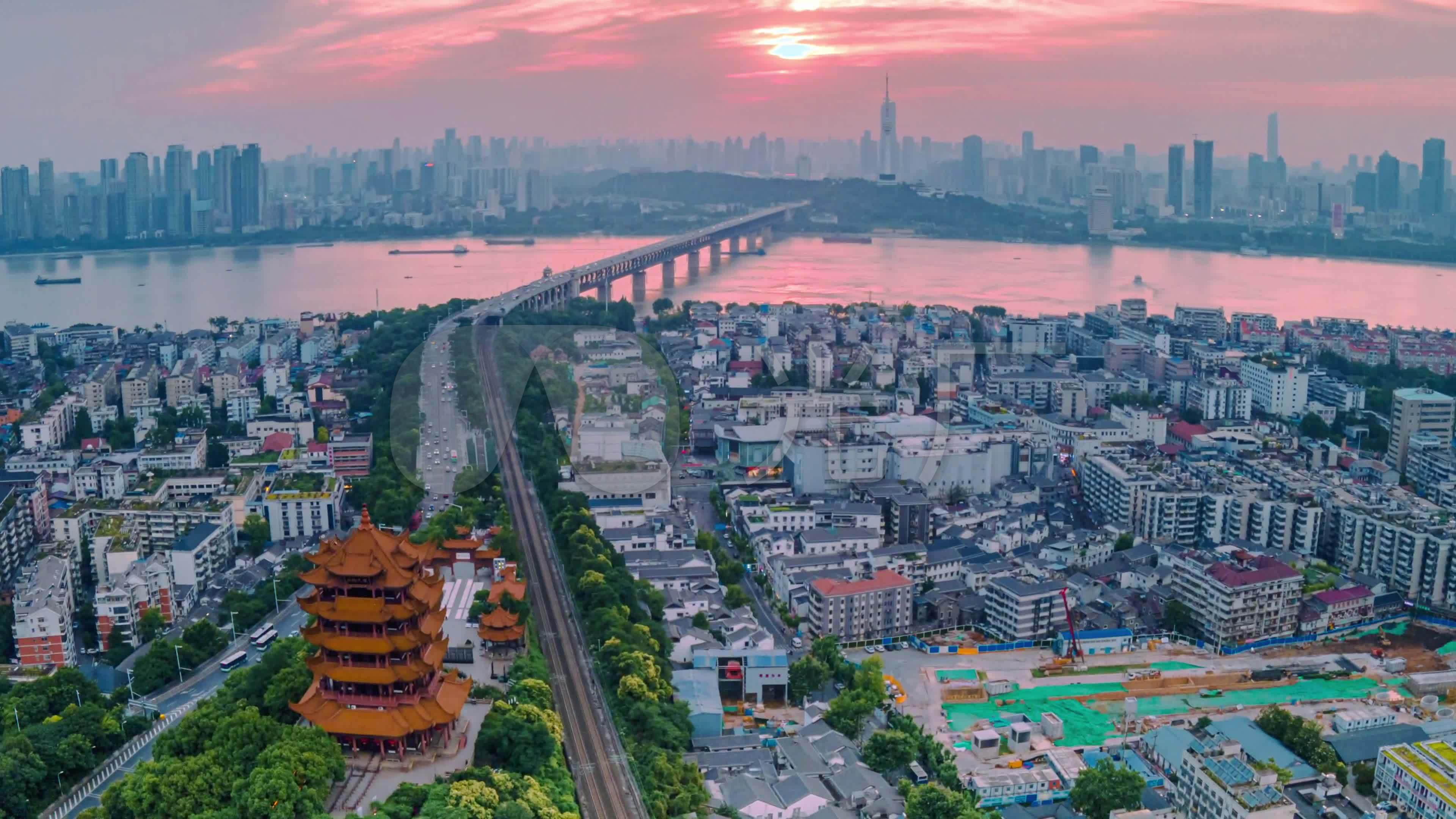 黄鹤楼,长江大桥延时
