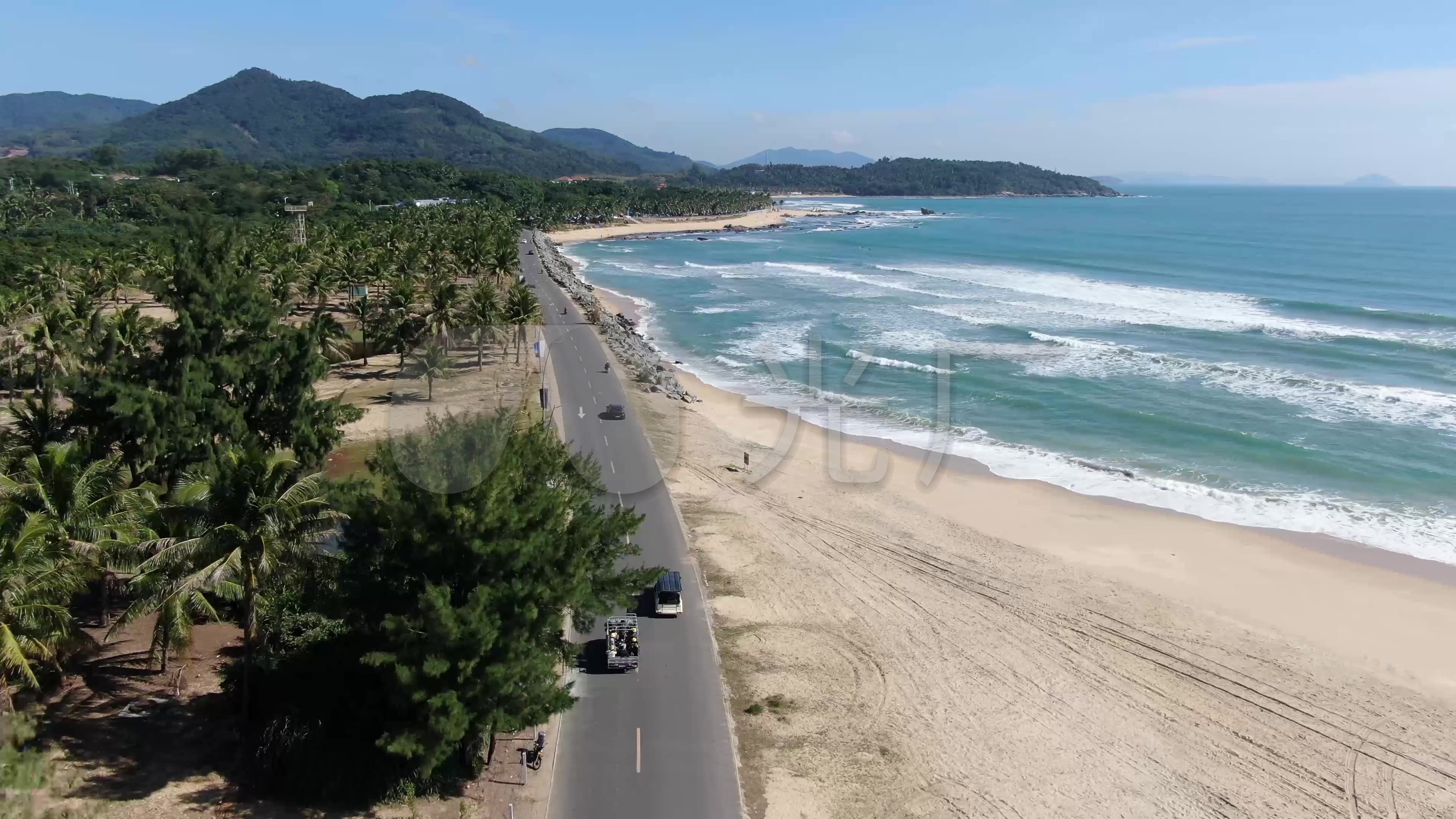万宁日月湾最美公路航拍_3840x2160_高清视频素材下载