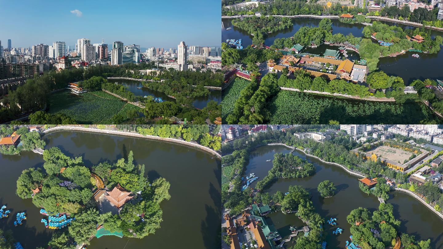 4k航拍昆明翠湖公园