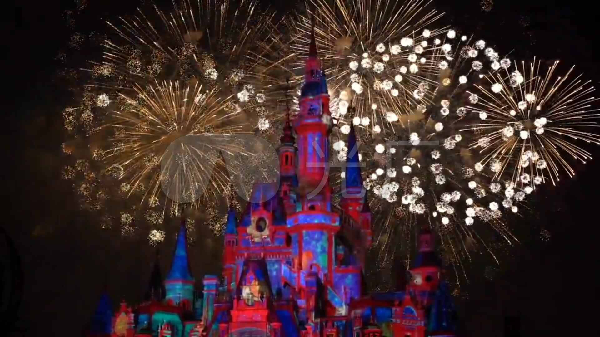 上海迪士尼烟花夜景_1920x1080_高清视频素材下载(:)