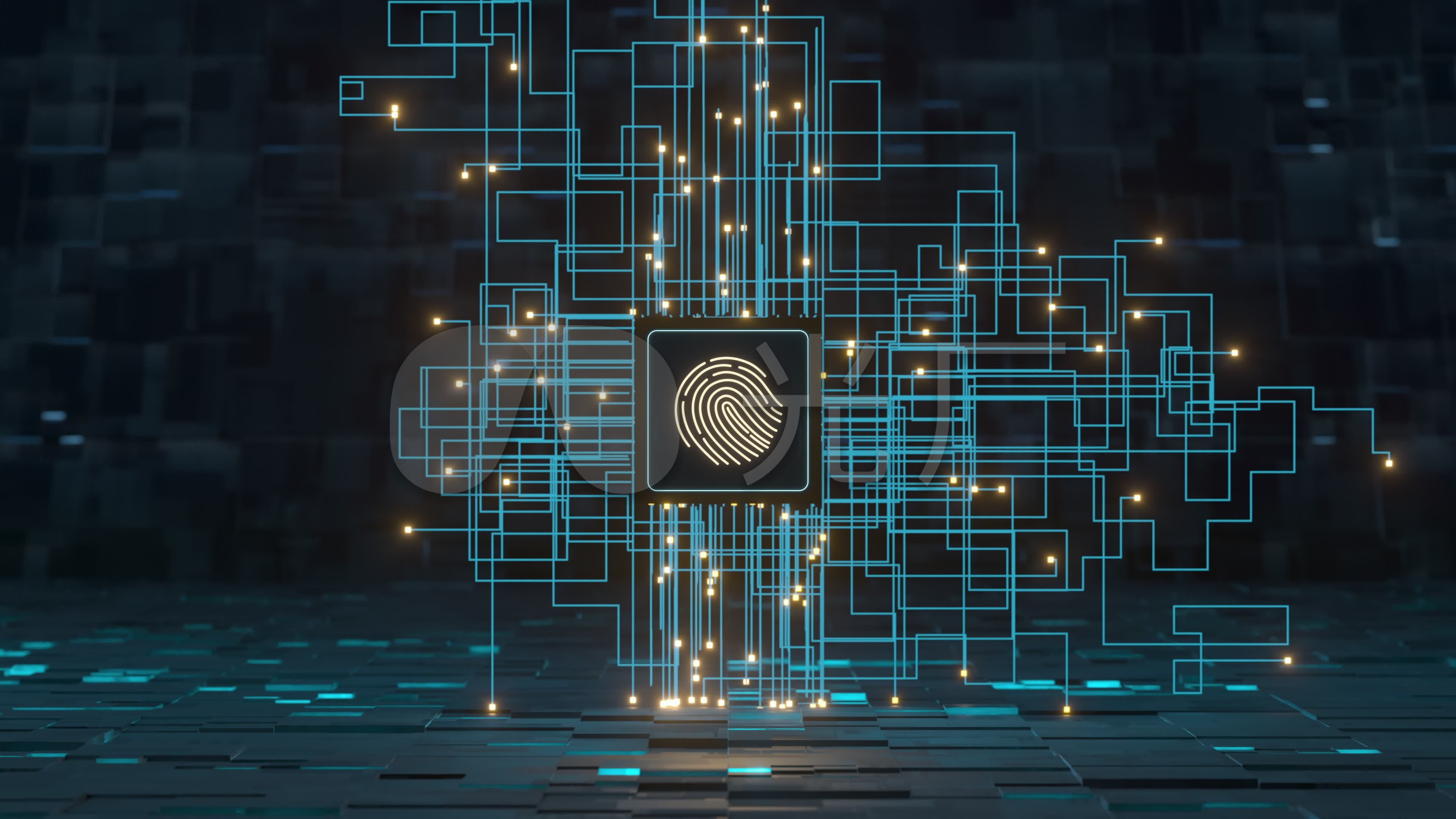 发光的电路与芯片3d渲染