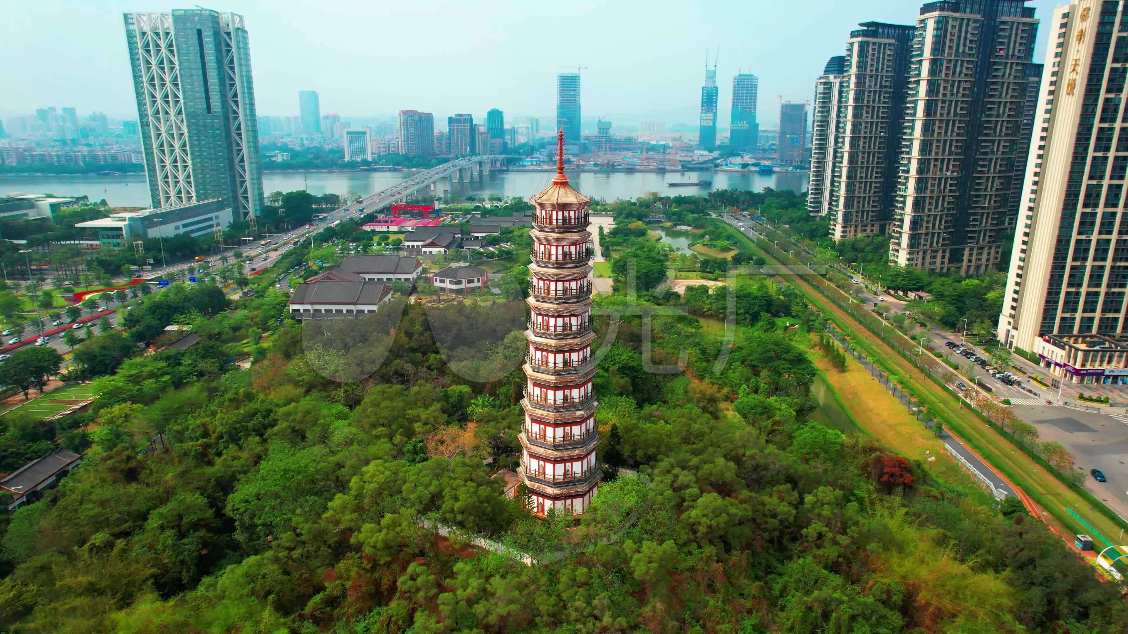 琶洲塔广州著名景点航拍最新多镜头