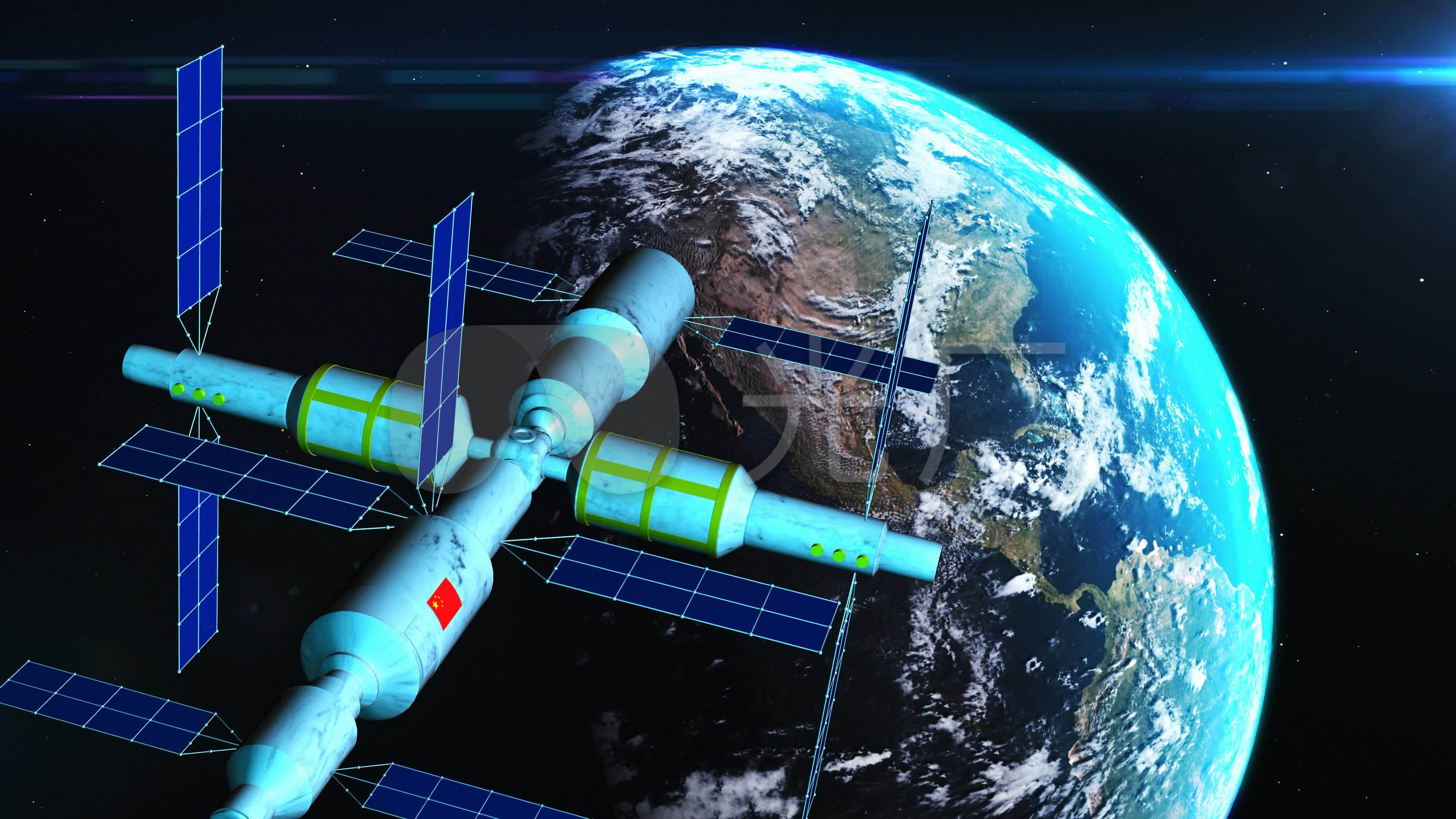 中国空间站宇航员3d动画4k视频素材_3840x2160_高清