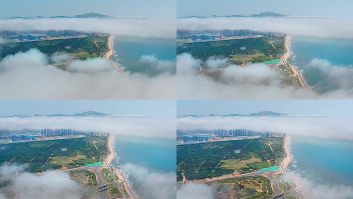 青岛西海岸古镇口海军公园平流雾青岛海岸线