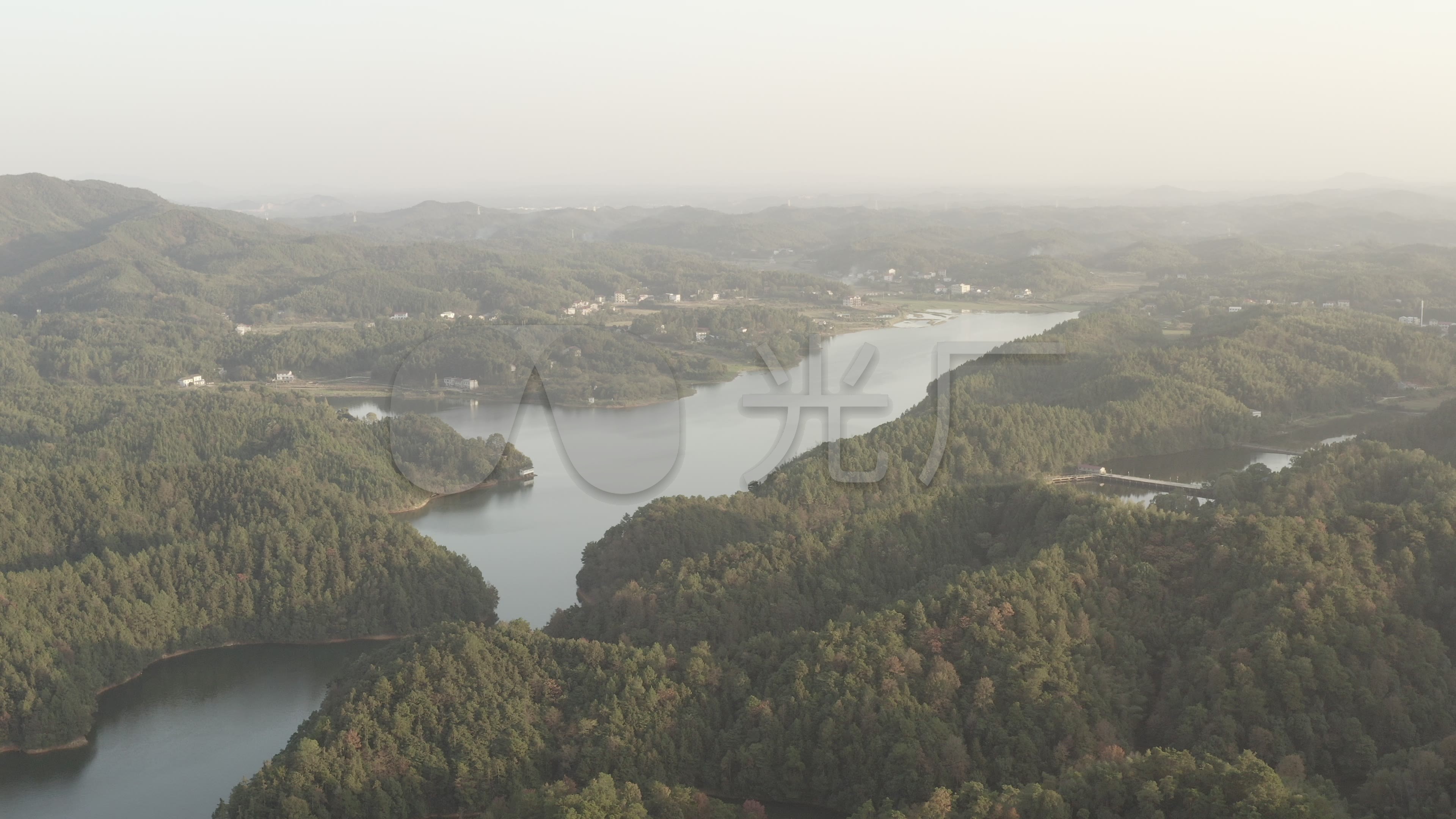 航拍株洲大京水库_3840x2160_高清视频素材下载(编号:5936453)_实拍