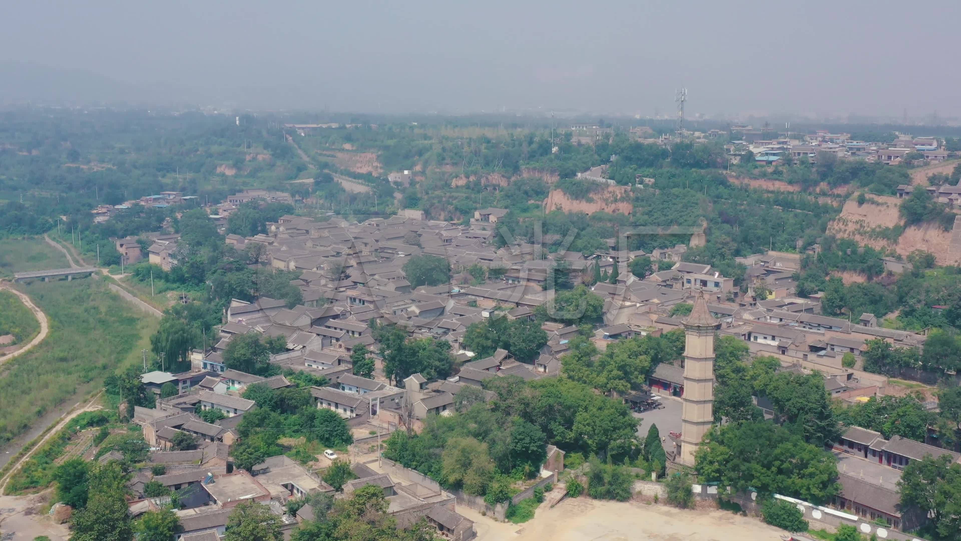 陕西韩城古城风貌古建筑群党家村民俗航拍_3840x2160_高清视频素材