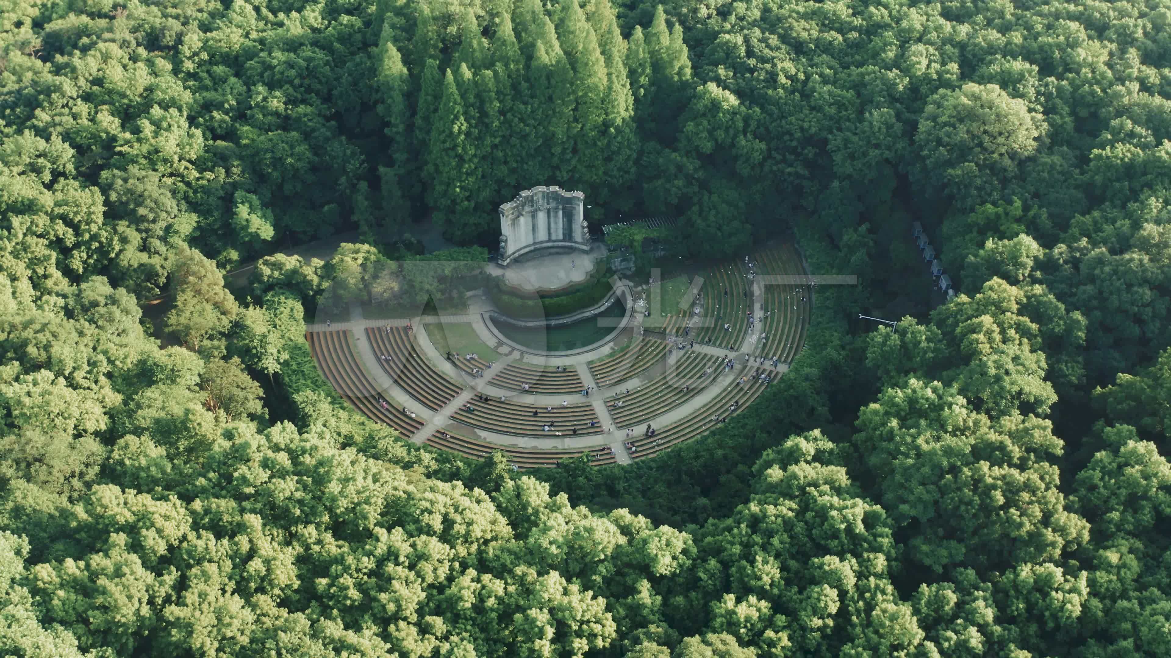 4k南京钟山风景区音乐台实拍(航拍 地拍