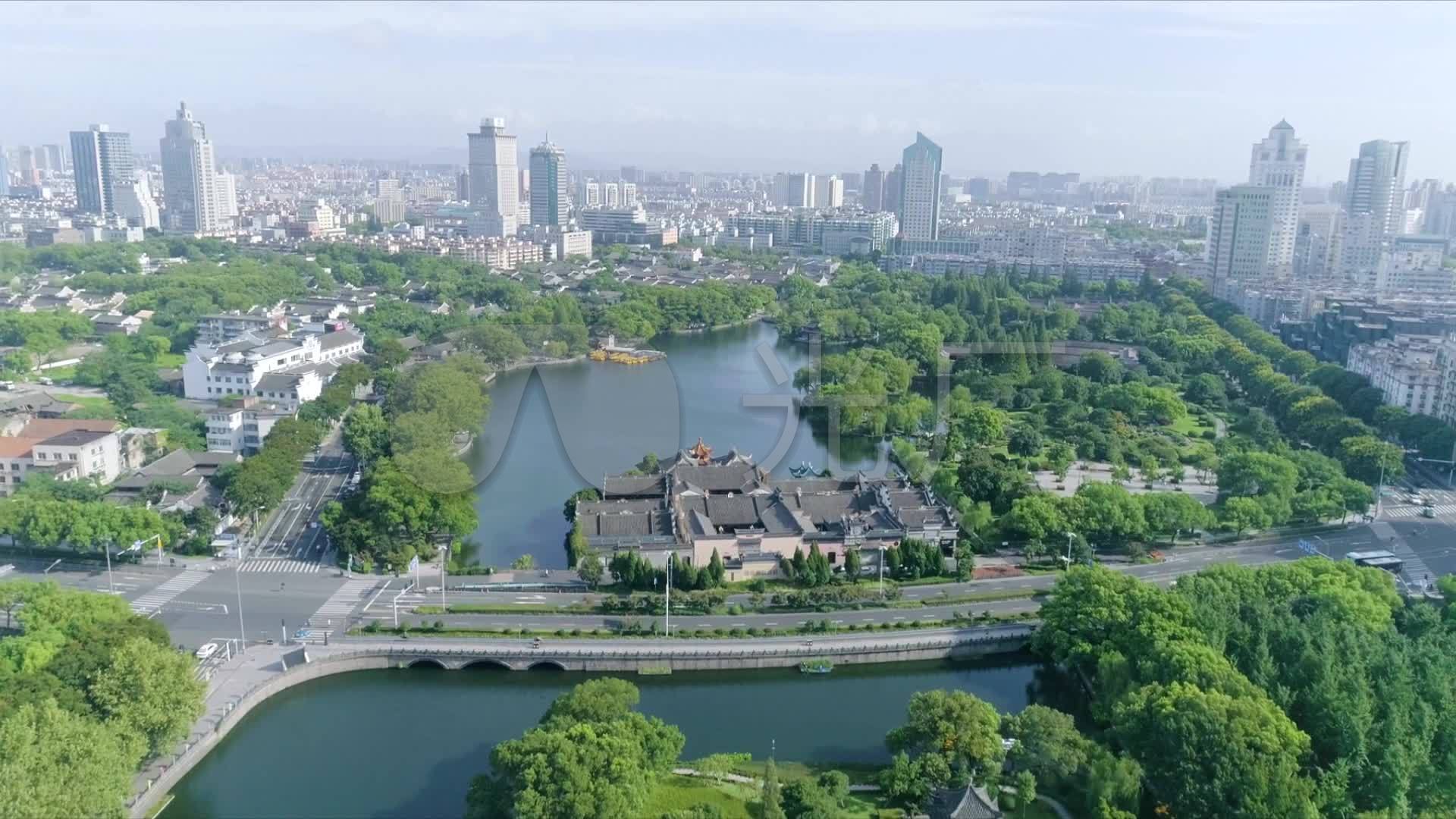 宁波市城市月湖航拍