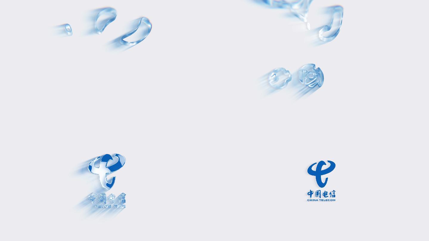 中国电信水滴形成立体标志4k_3840x2160_高清视频素材下载(编号