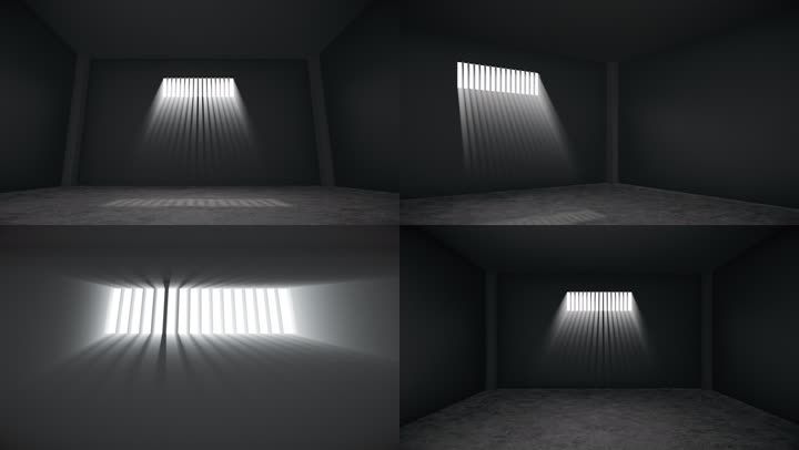 监狱阴森牢房铁窗牢狱4k