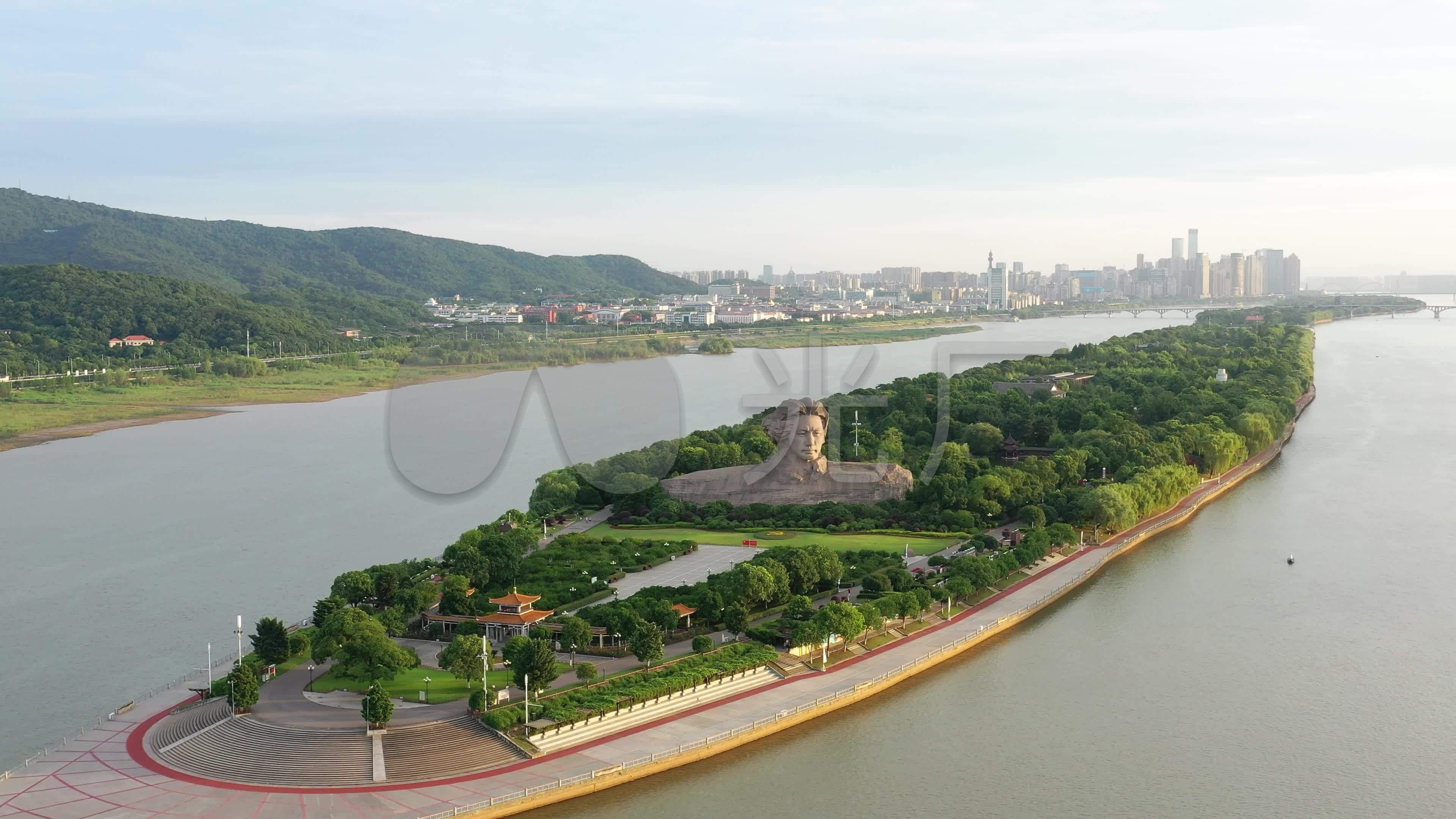 4k航拍长沙橘子洲头_3840x2160_高清视频素材下载(编号:5966833)_实拍