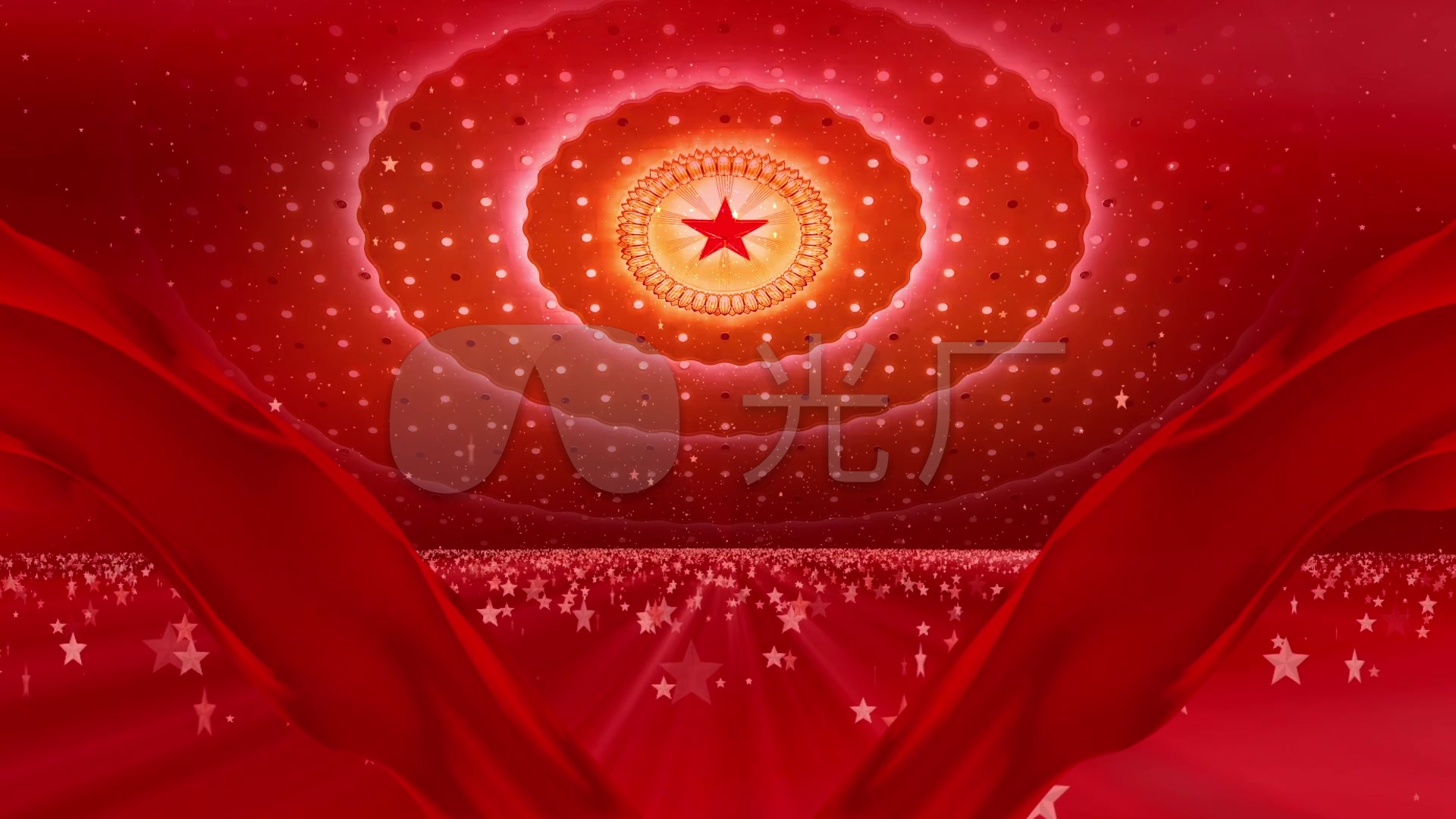 人民大会堂顶及红绸背景3