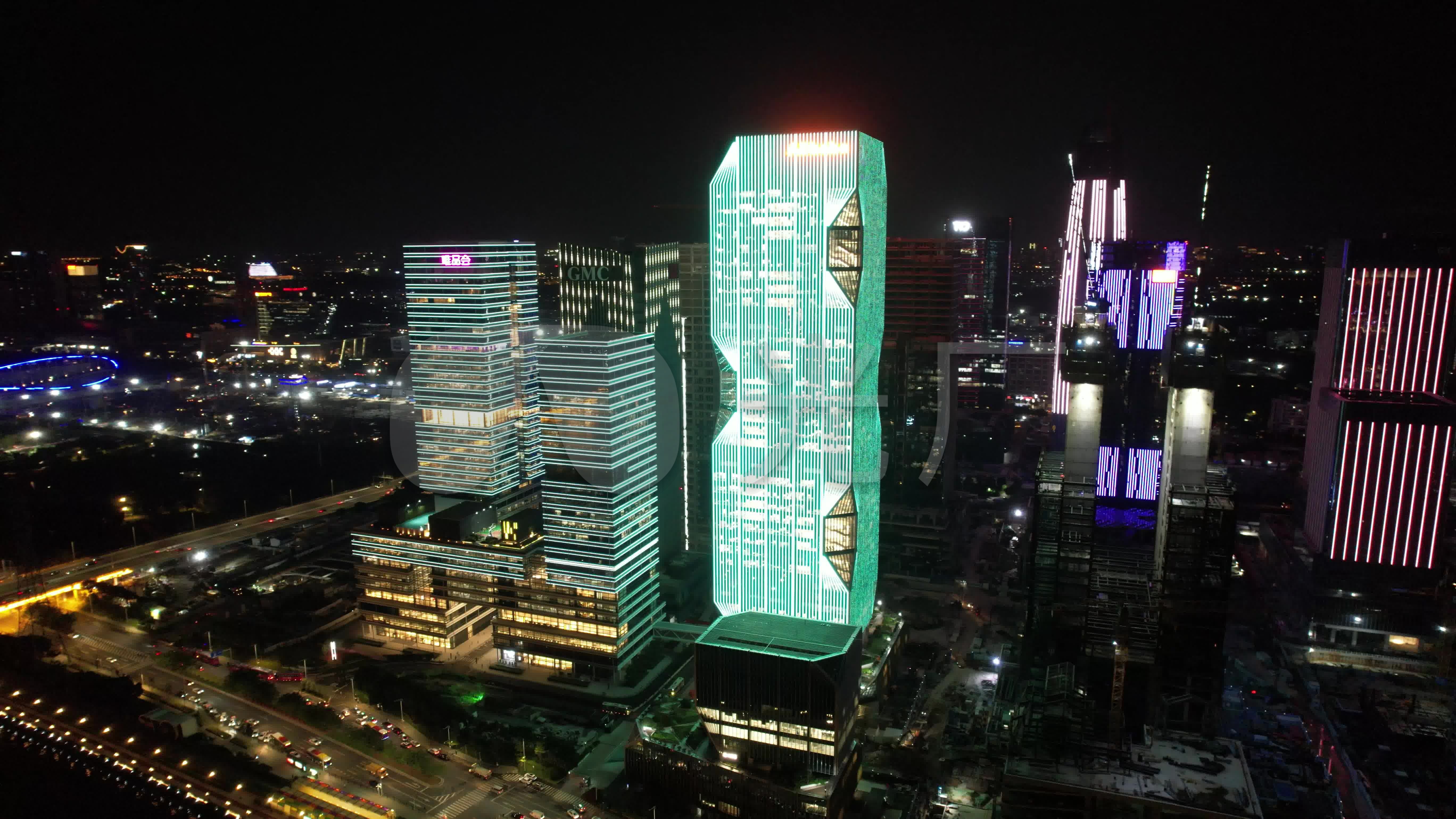 4k广州阿里巴巴大楼夜景