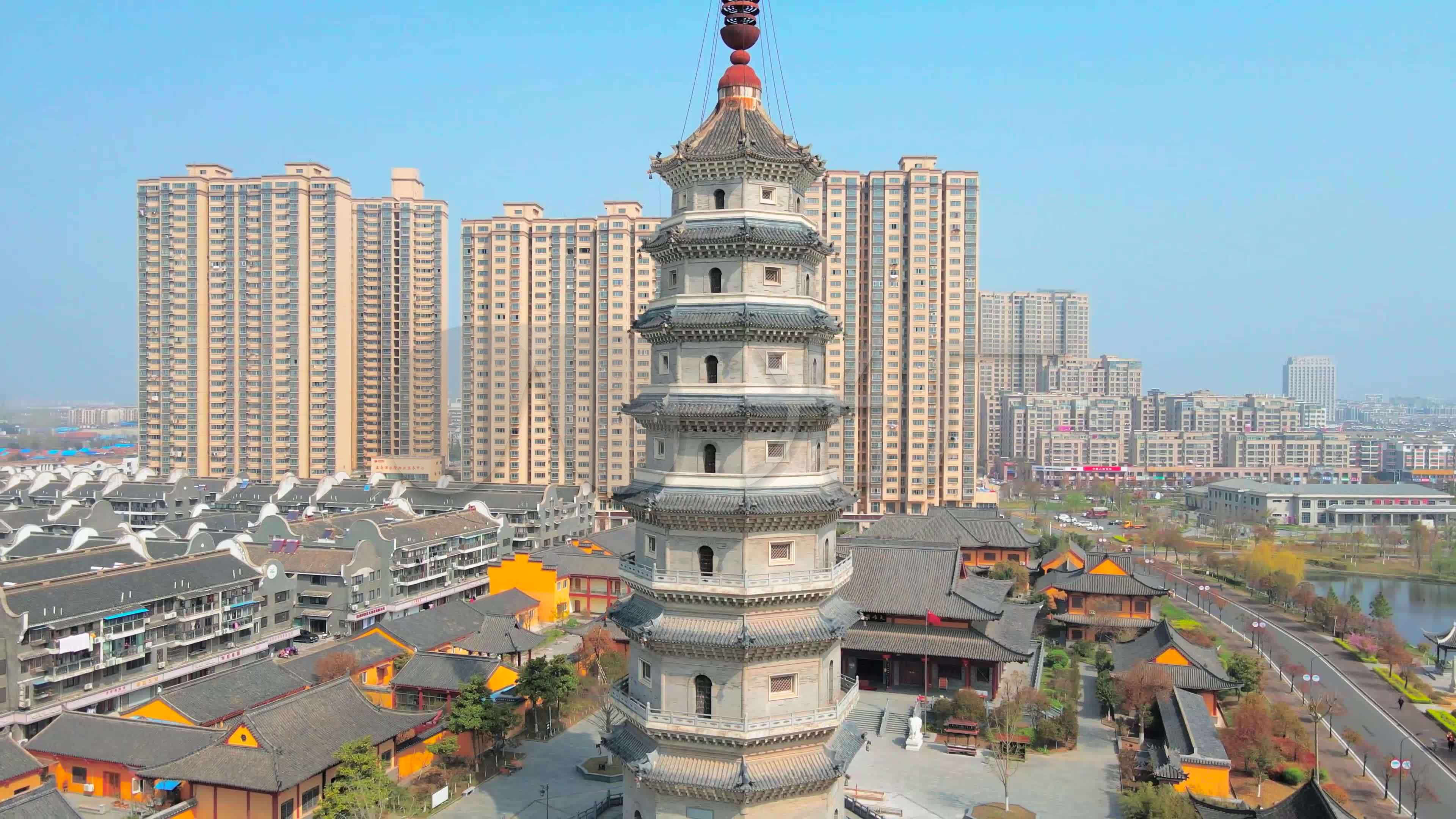 4k航拍淮安涟水能仁寺妙通塔
